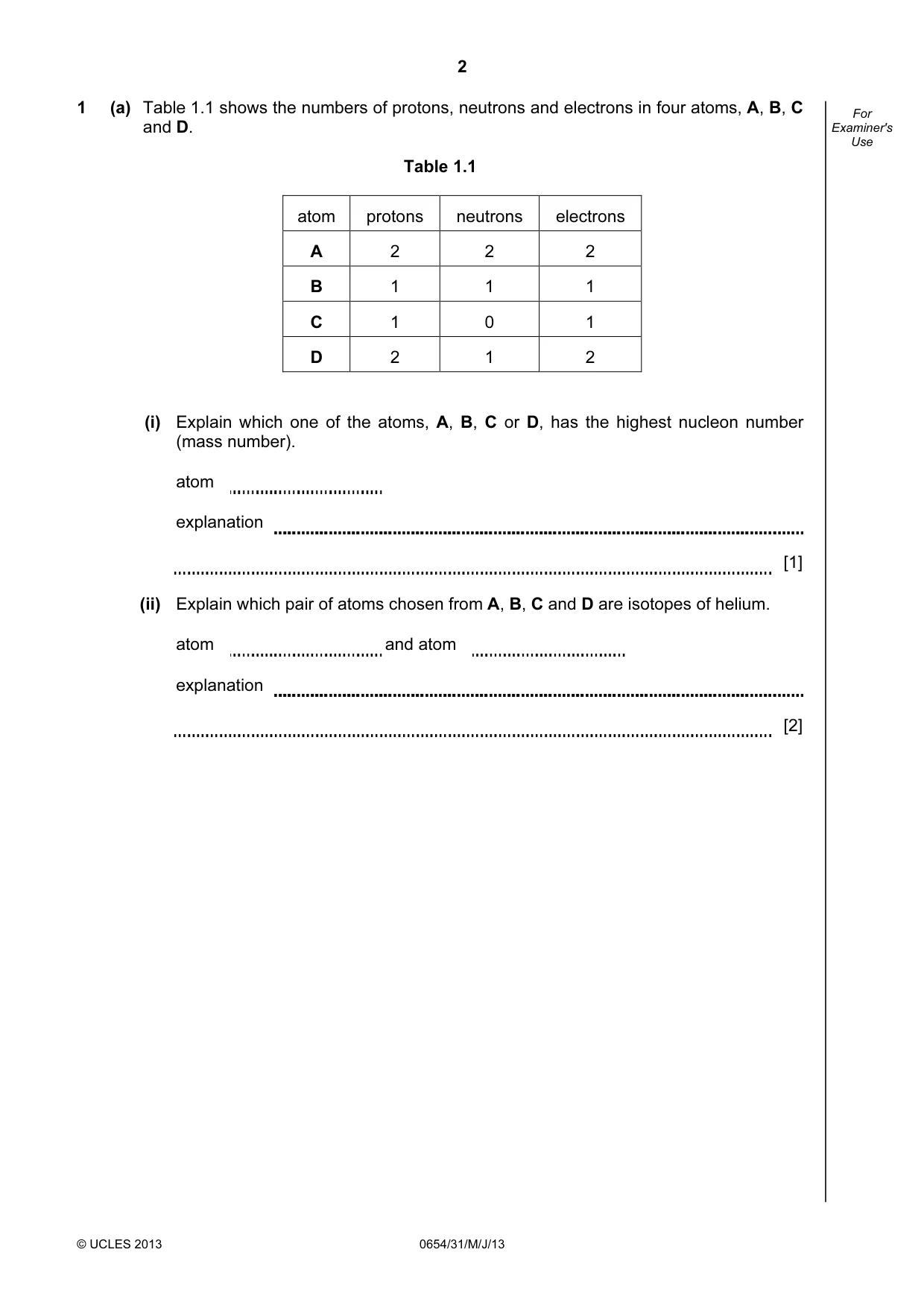 Cambridge IGCSE Sciences - Co-ordinated (Double) 0654 2013 May/June Paper 3 · Variant 1 question paper, page 2 of 36