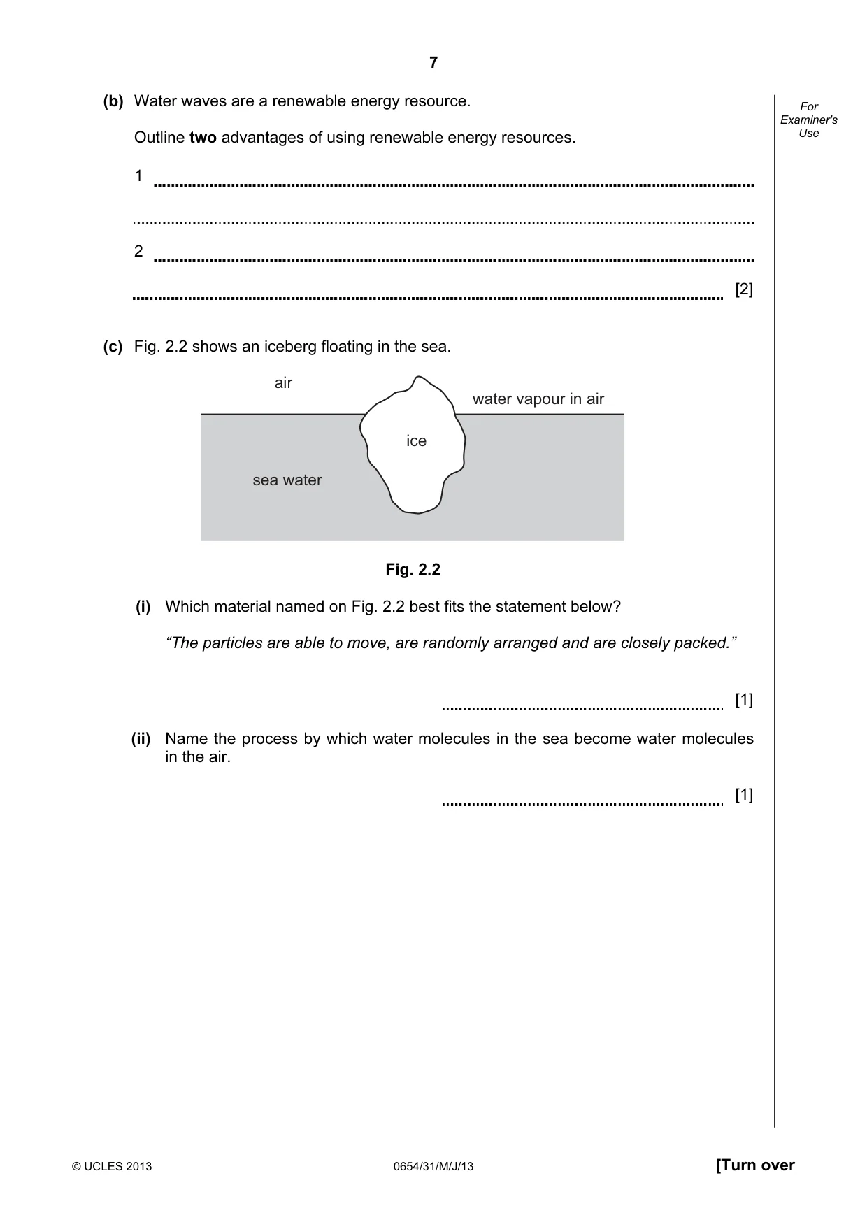 Cambridge IGCSE Sciences - Co-ordinated (Double) 0654 2013 May/June Paper 3 · Variant 1 question paper, page 7 of 36