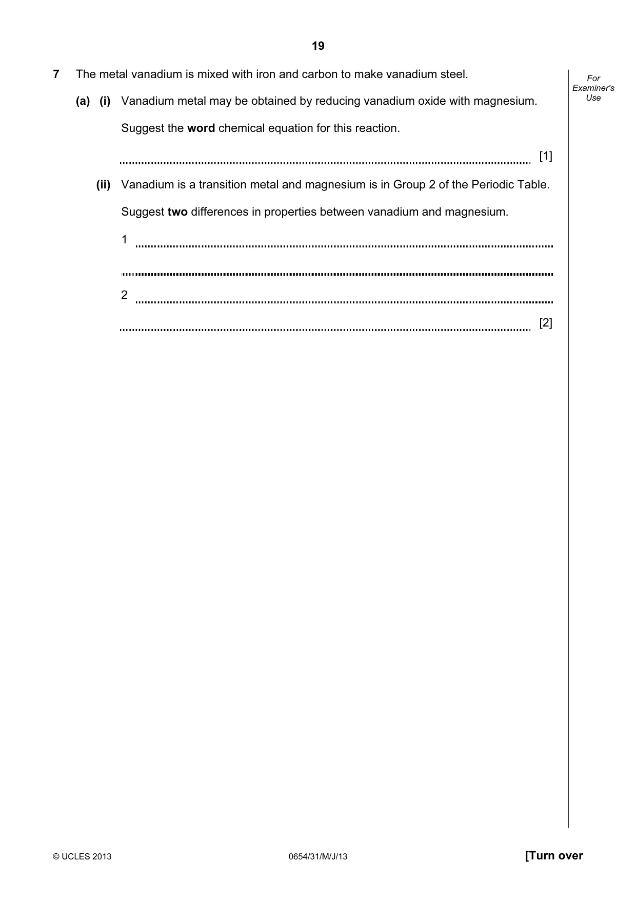 Cambridge IGCSE Sciences - Co-ordinated (Double) 0654 2013 May/June Paper 3 · Variant 1 question paper, page 19 of 36