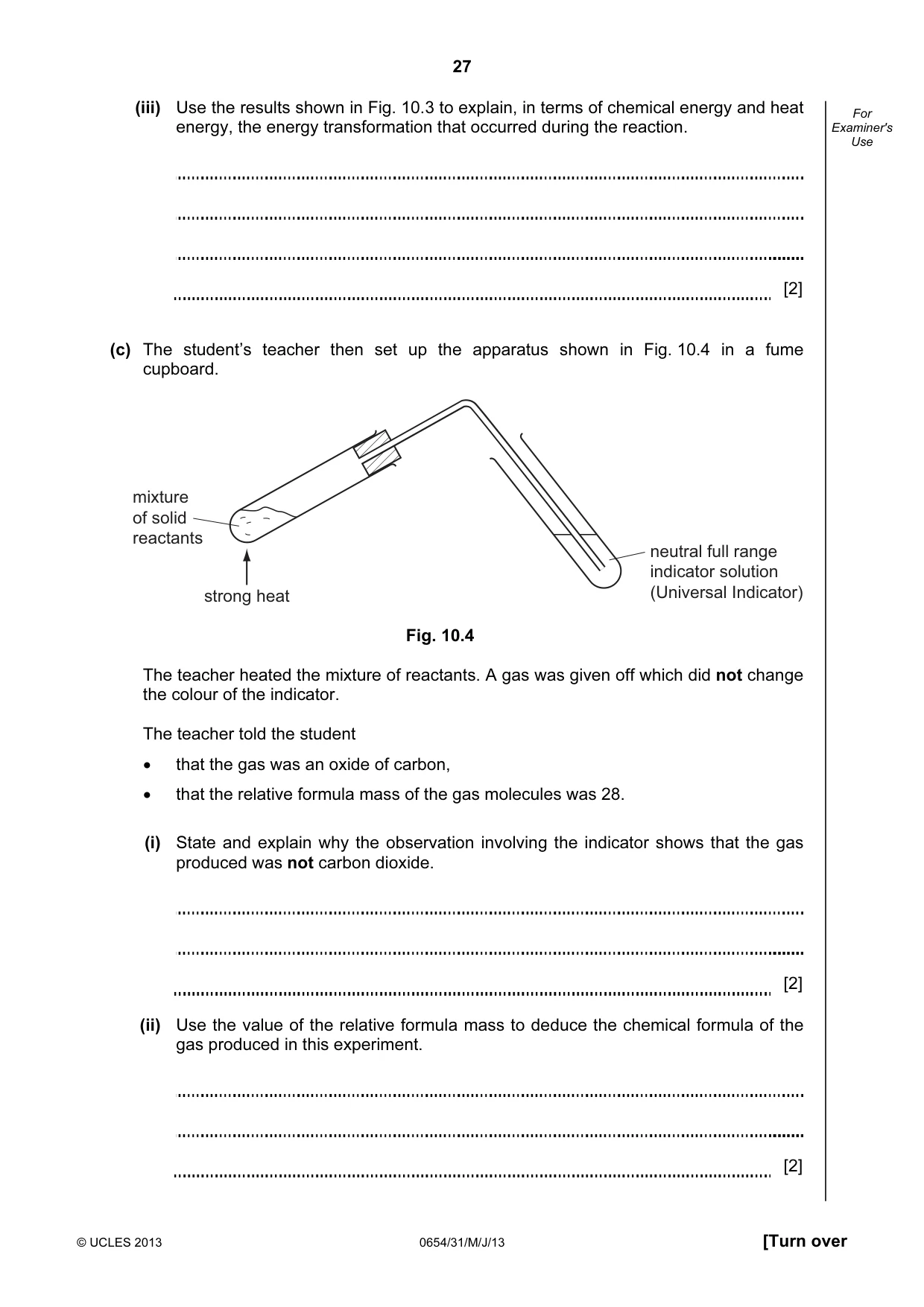 Cambridge IGCSE Sciences - Co-ordinated (Double) 0654 2013 May/June Paper 3 · Variant 1 question paper, page 27 of 36