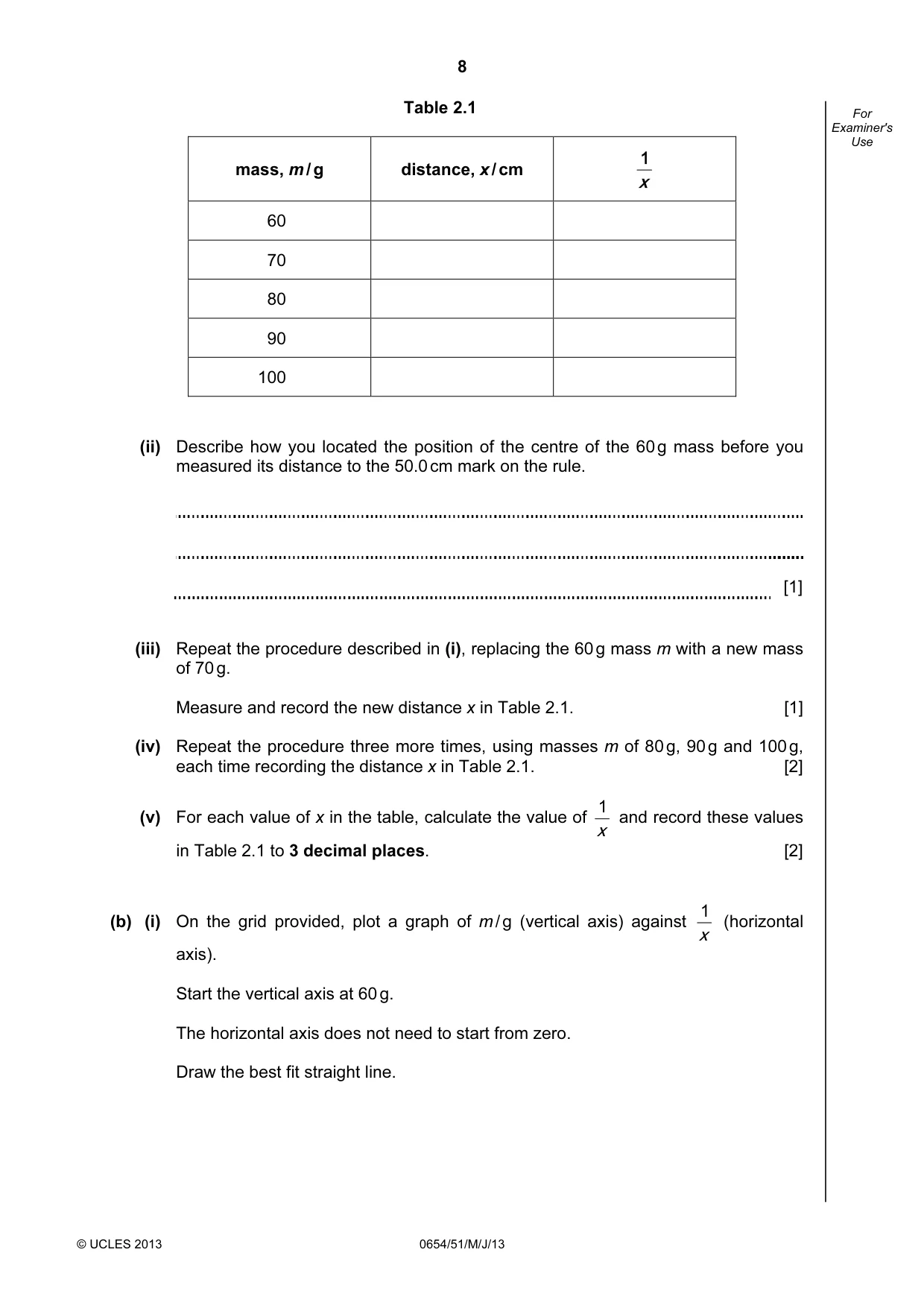 Cambridge IGCSE Sciences - Co-ordinated (Double) 0654 2013 May/June Paper 5 · Variant 1 question paper, page 8 of 16