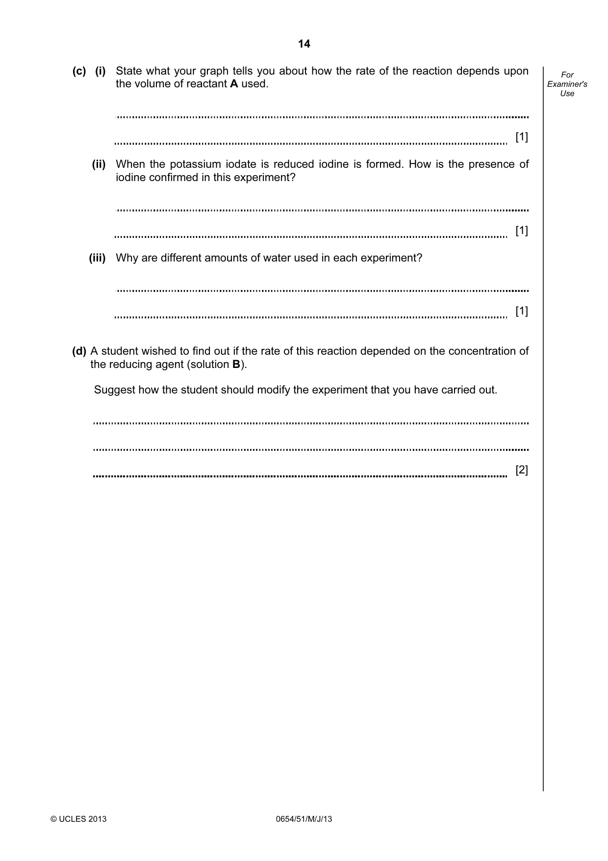 Cambridge IGCSE Sciences - Co-ordinated (Double) 0654 2013 May/June Paper 5 · Variant 1 question paper, page 14 of 16