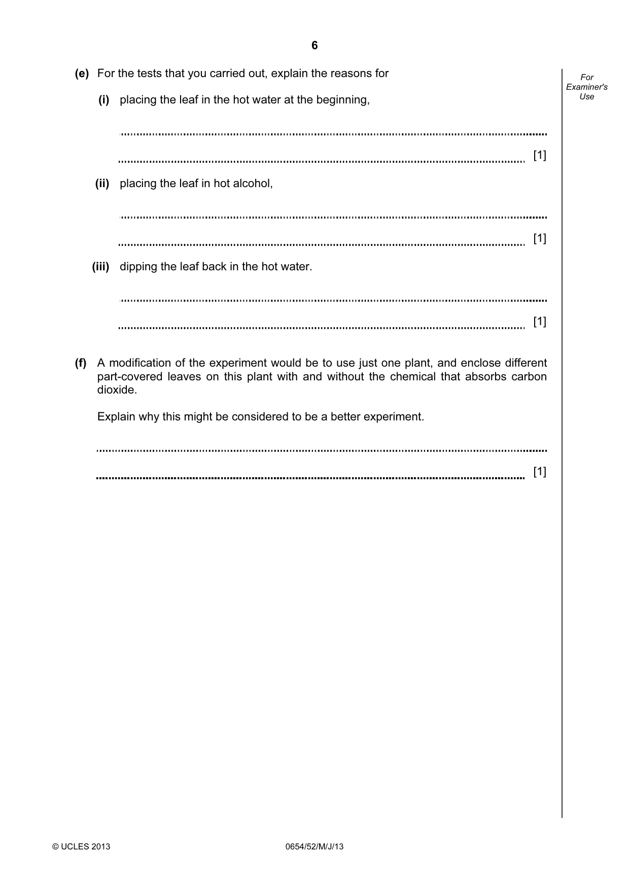 Cambridge IGCSE Sciences - Co-ordinated (Double) 0654 2013 May/June Paper 5 · Variant 2 question paper, page 6 of 16