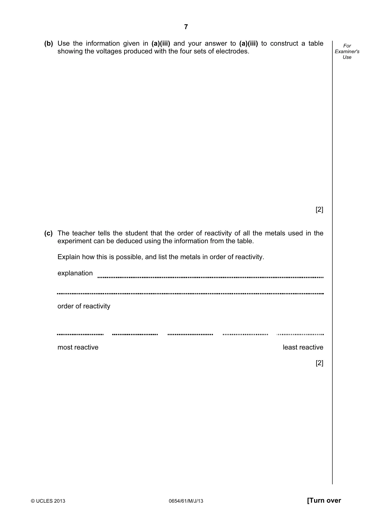 Cambridge IGCSE Sciences - Co-ordinated (Double) 0654 2013 May/June Paper 6 · Variant 1 question paper, page 7 of 20