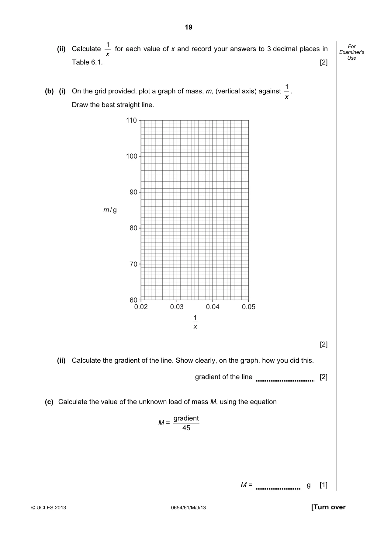 Cambridge IGCSE Sciences - Co-ordinated (Double) 0654 2013 May/June Paper 6 · Variant 1 question paper, page 19 of 20