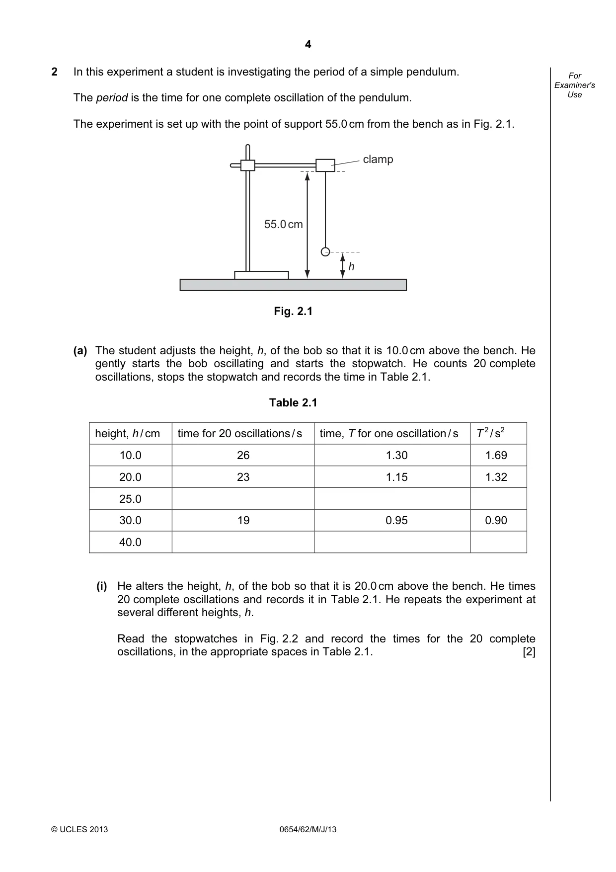Cambridge IGCSE Sciences - Co-ordinated (Double) 0654 2013 May/June Paper 6 · Variant 2 question paper, page 4 of 20