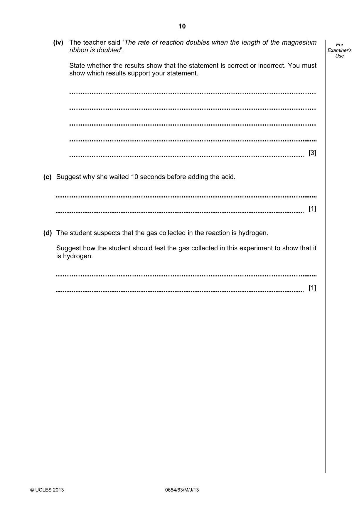 Cambridge IGCSE Sciences - Co-ordinated (Double) 0654 2013 May/June Paper 6 · Variant 3 question paper, page 10 of 20