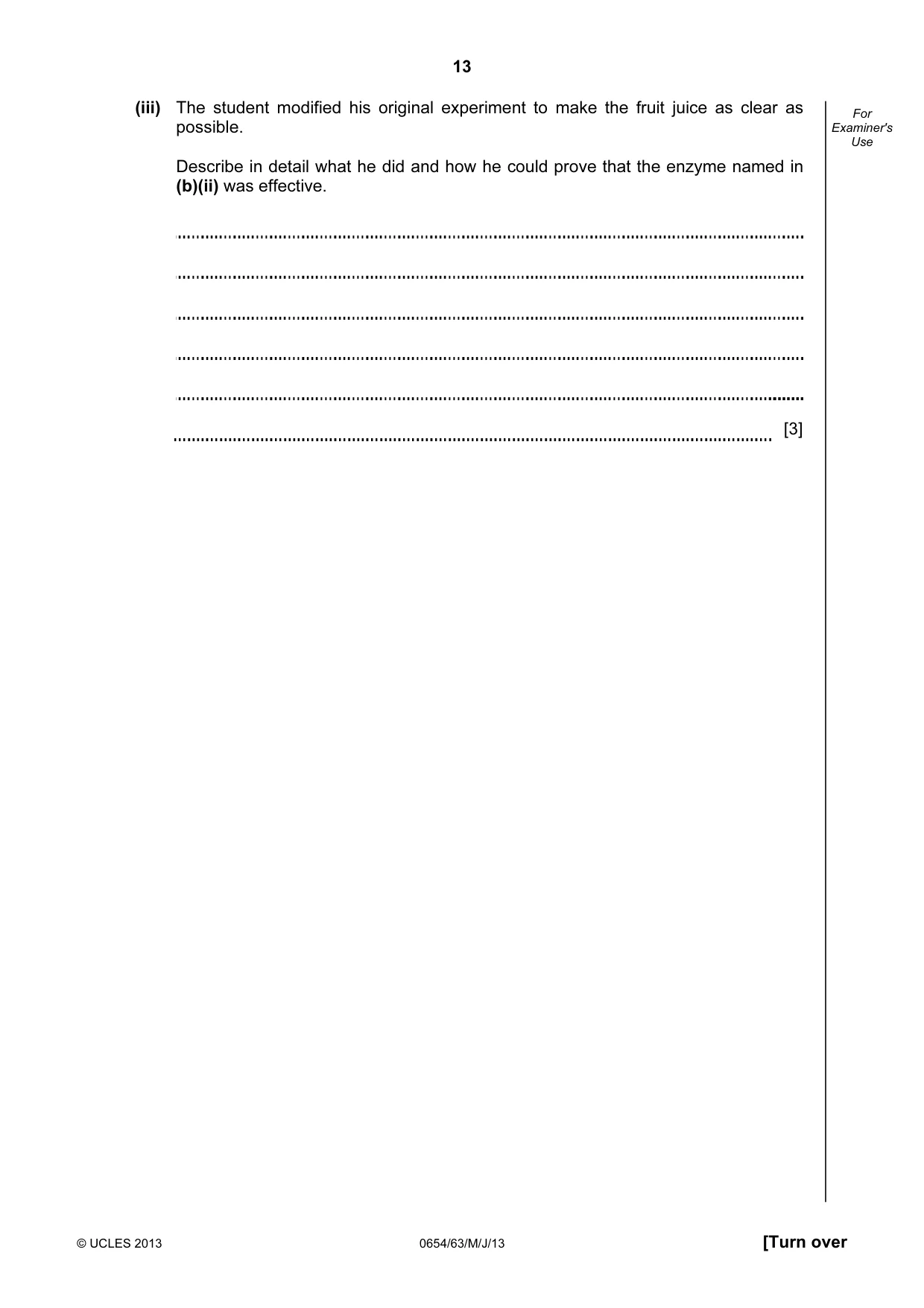 Cambridge IGCSE Sciences - Co-ordinated (Double) 0654 2013 May/June Paper 6 · Variant 3 question paper, page 13 of 20