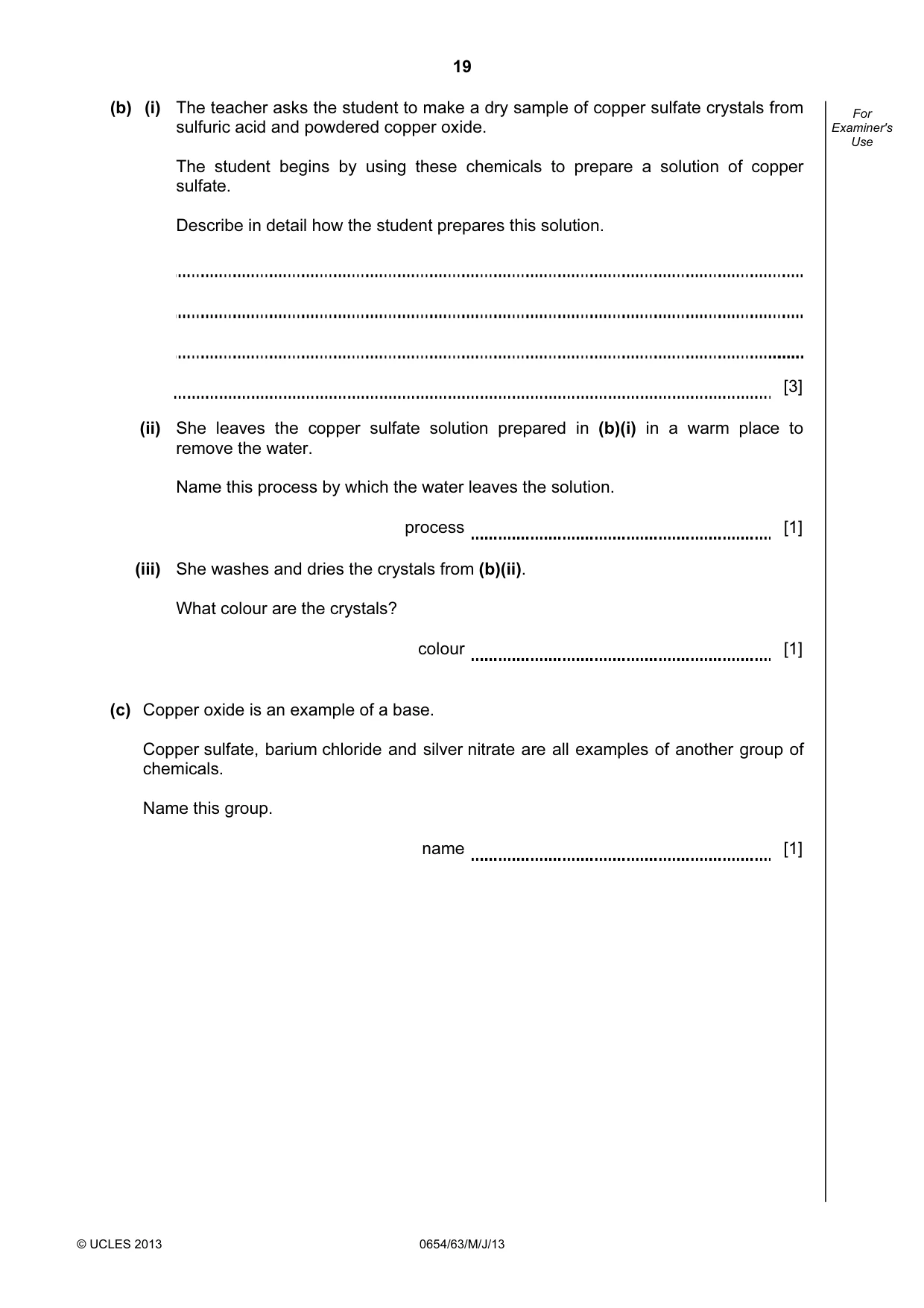 Cambridge IGCSE Sciences - Co-ordinated (Double) 0654 2013 May/June Paper 6 · Variant 3 question paper, page 19 of 20
