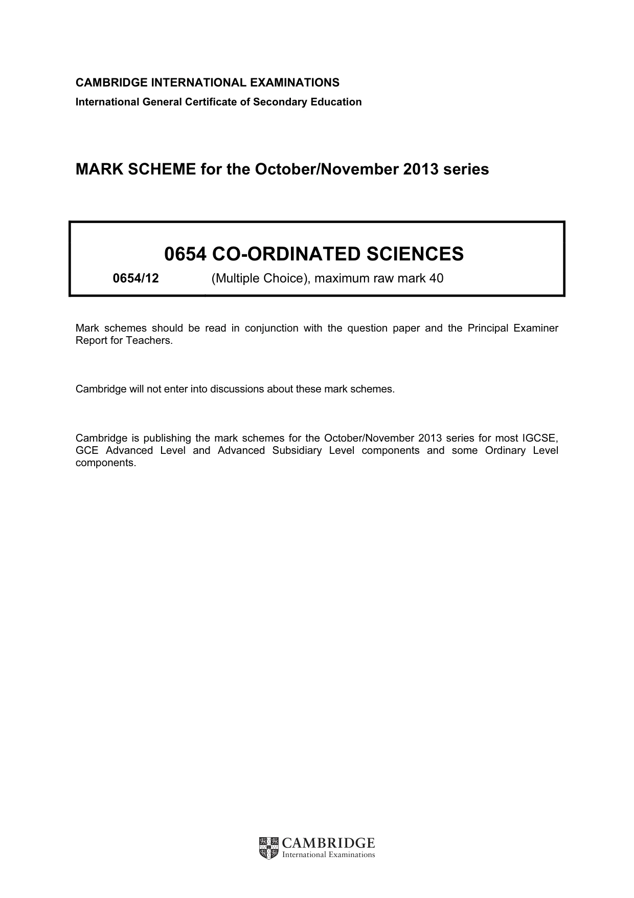 Mark scheme, page 1 of 2