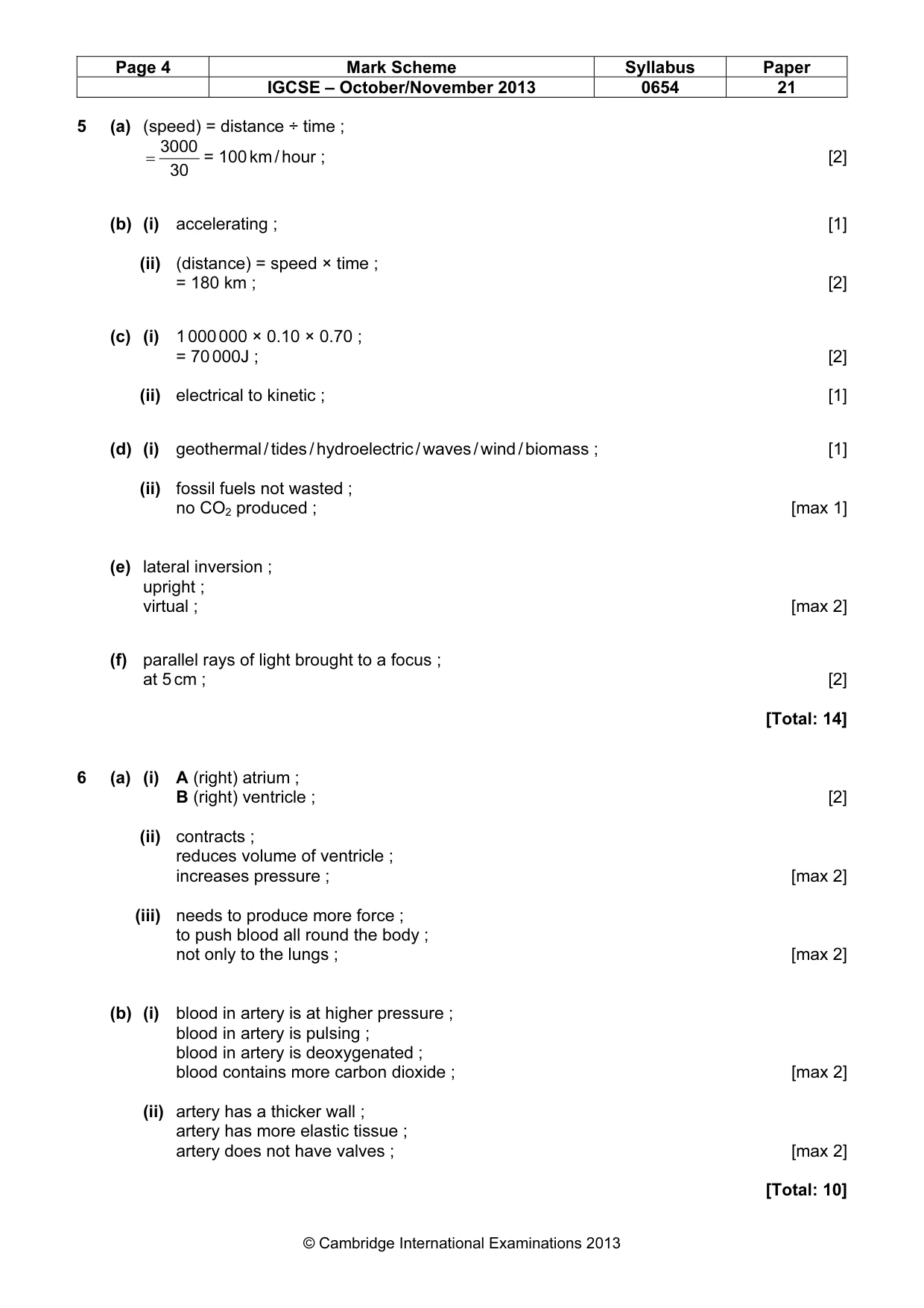Mark scheme, page 4 of 7