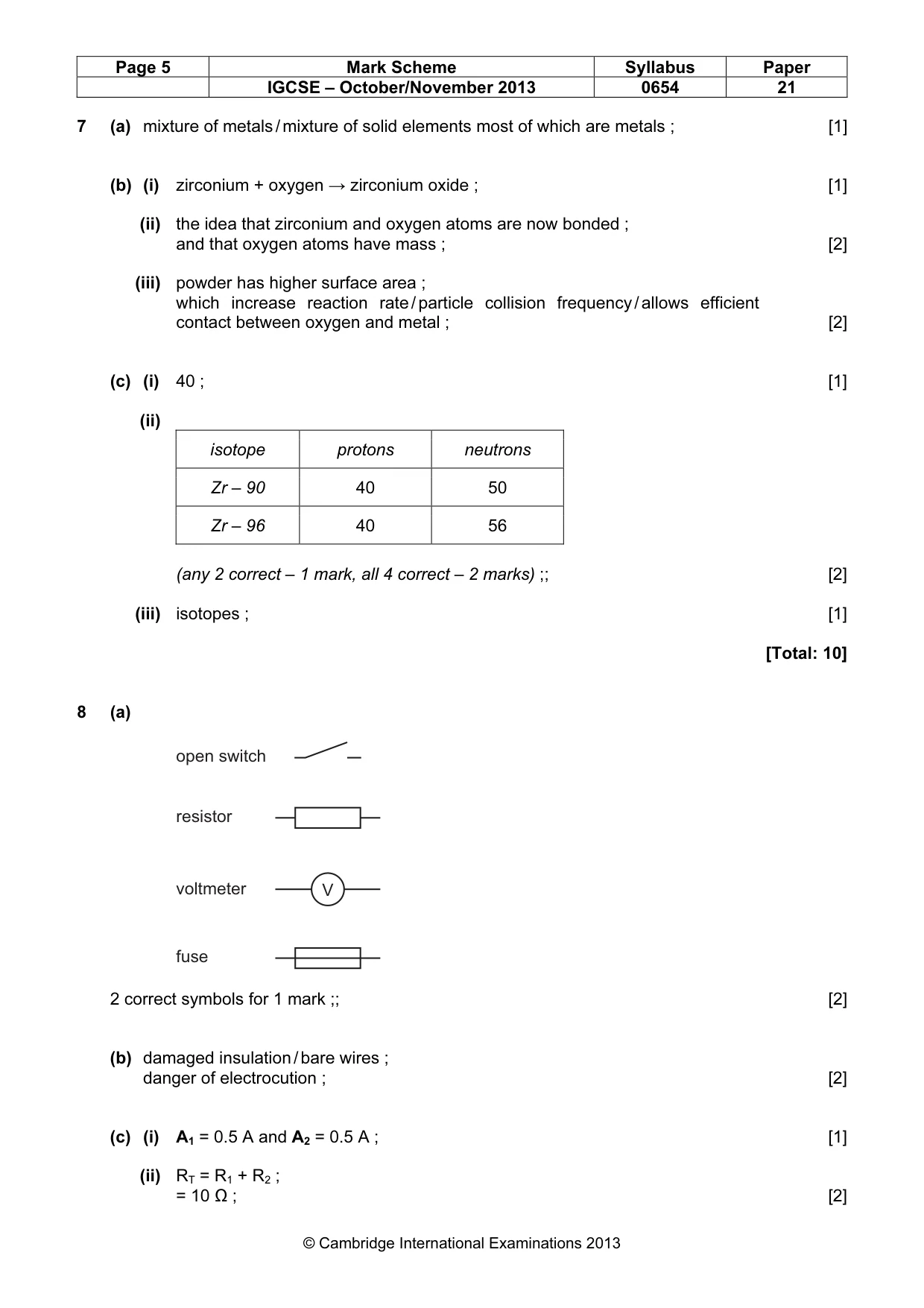 Mark scheme, page 5 of 7