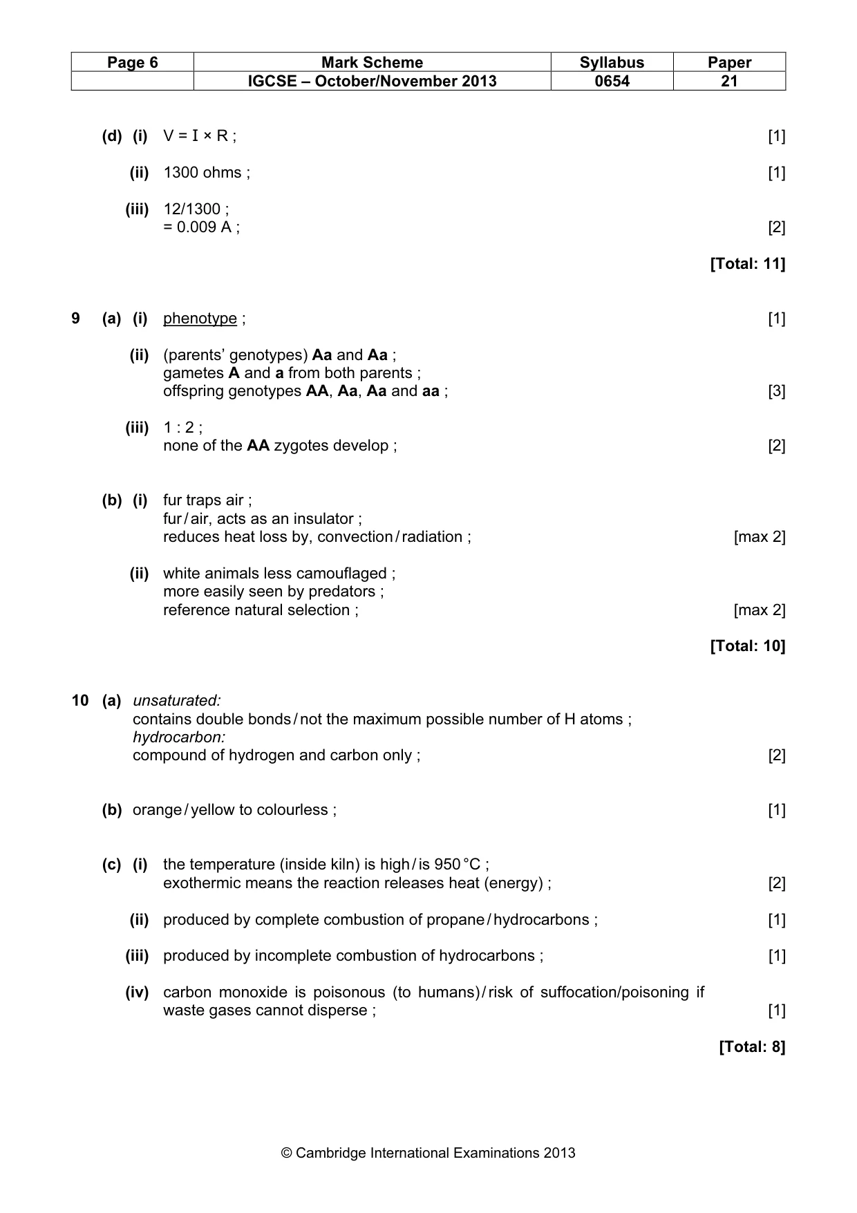 Mark scheme, page 6 of 7
