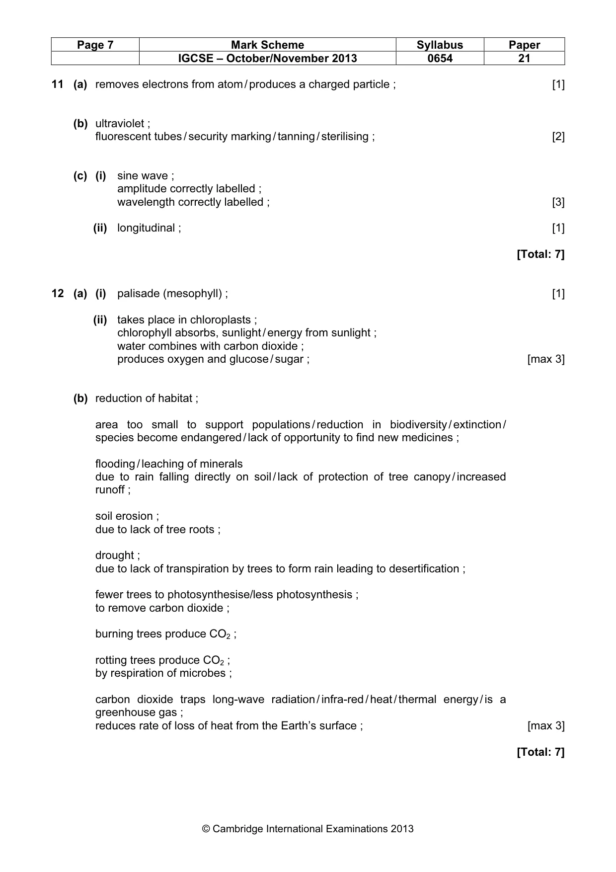 Mark scheme, page 7 of 7