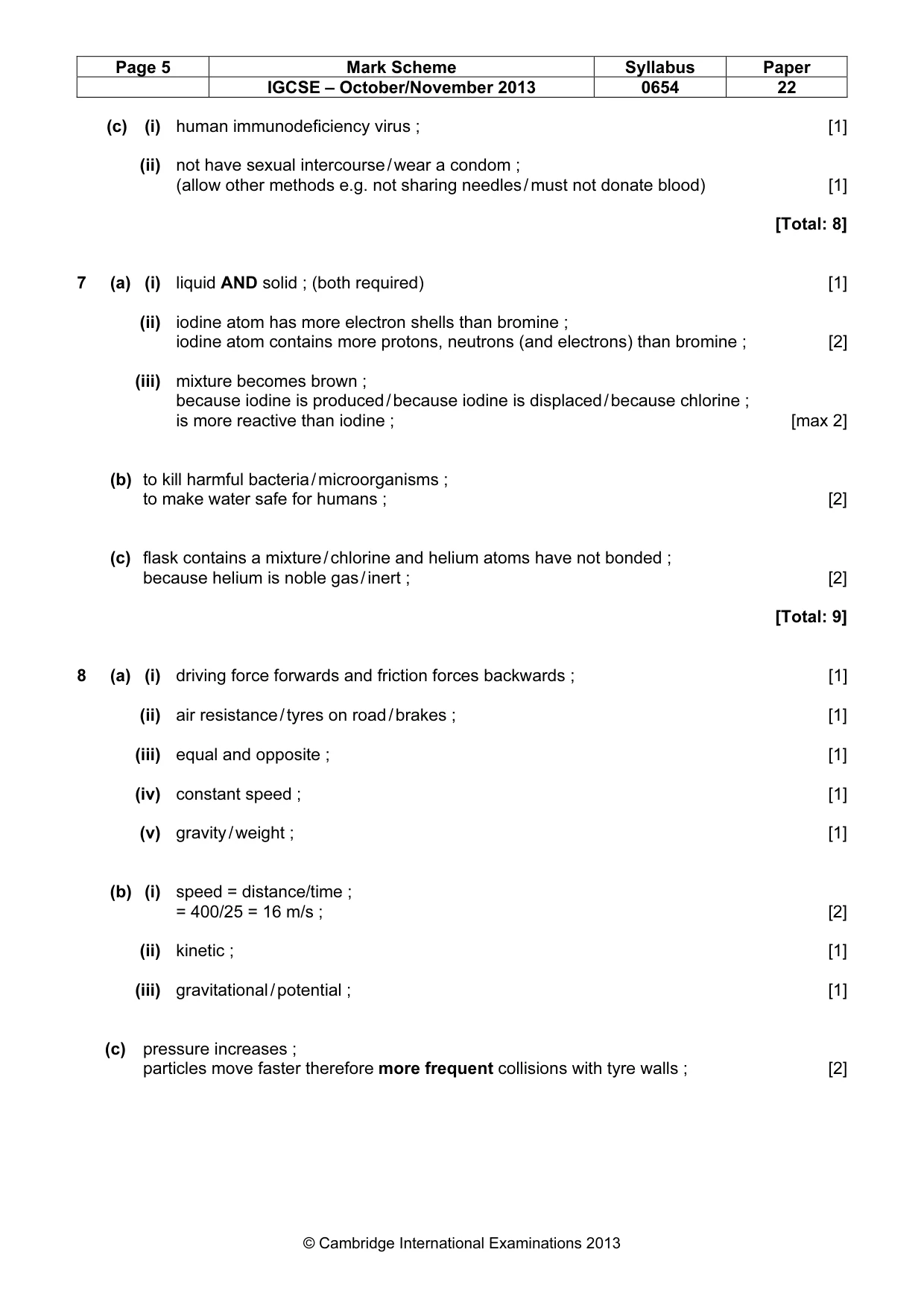Mark scheme, page 5 of 8