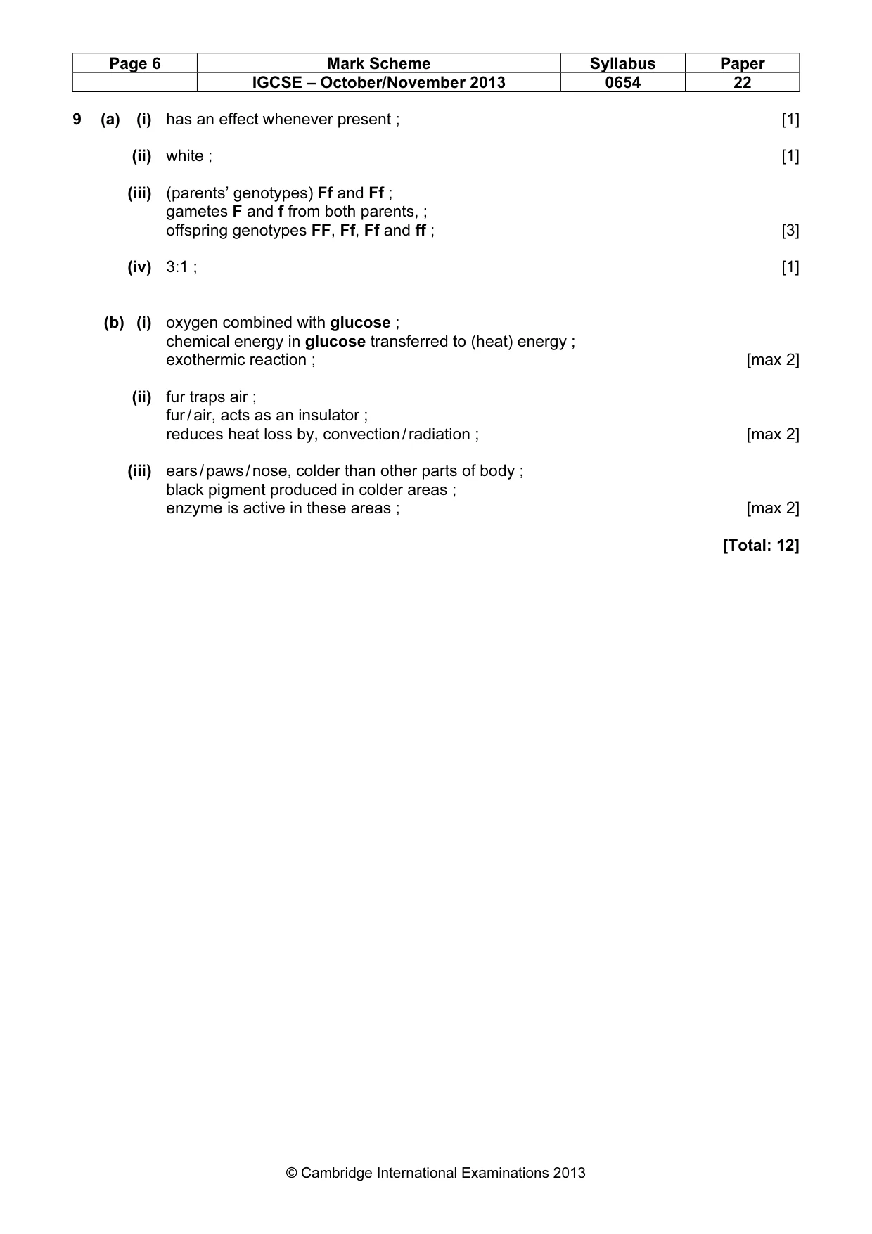 Mark scheme, page 6 of 8