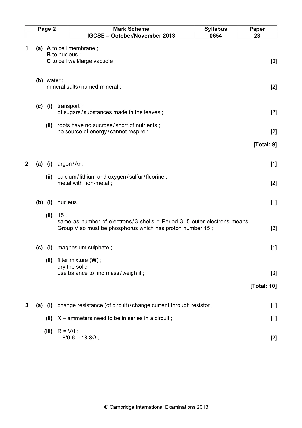 Mark scheme, page 2 of 8