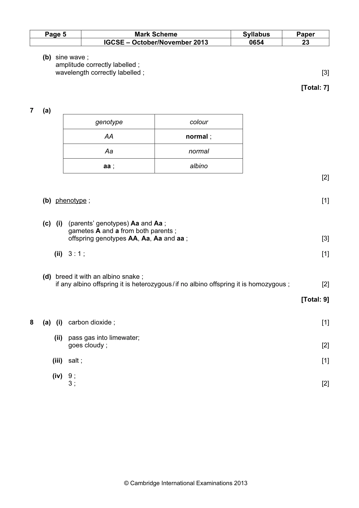 Mark scheme, page 5 of 8