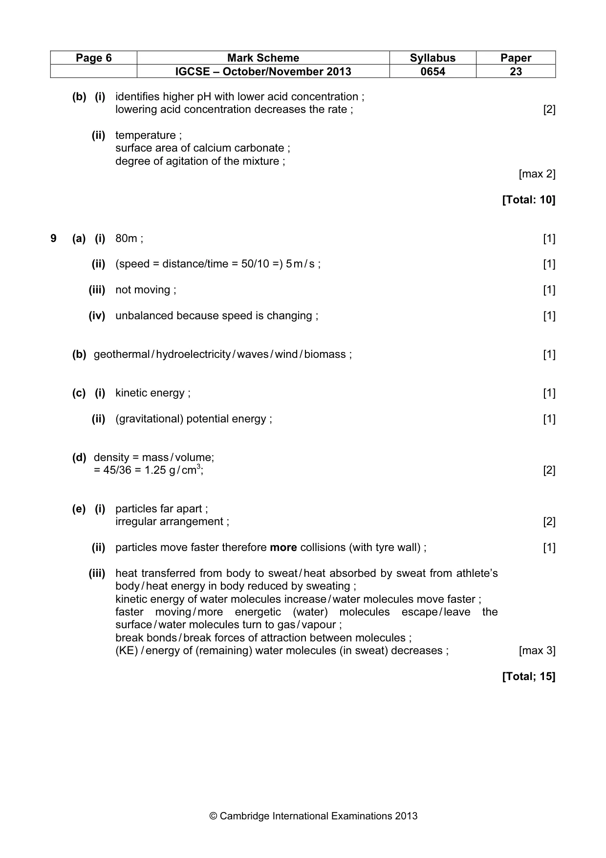 Mark scheme, page 6 of 8