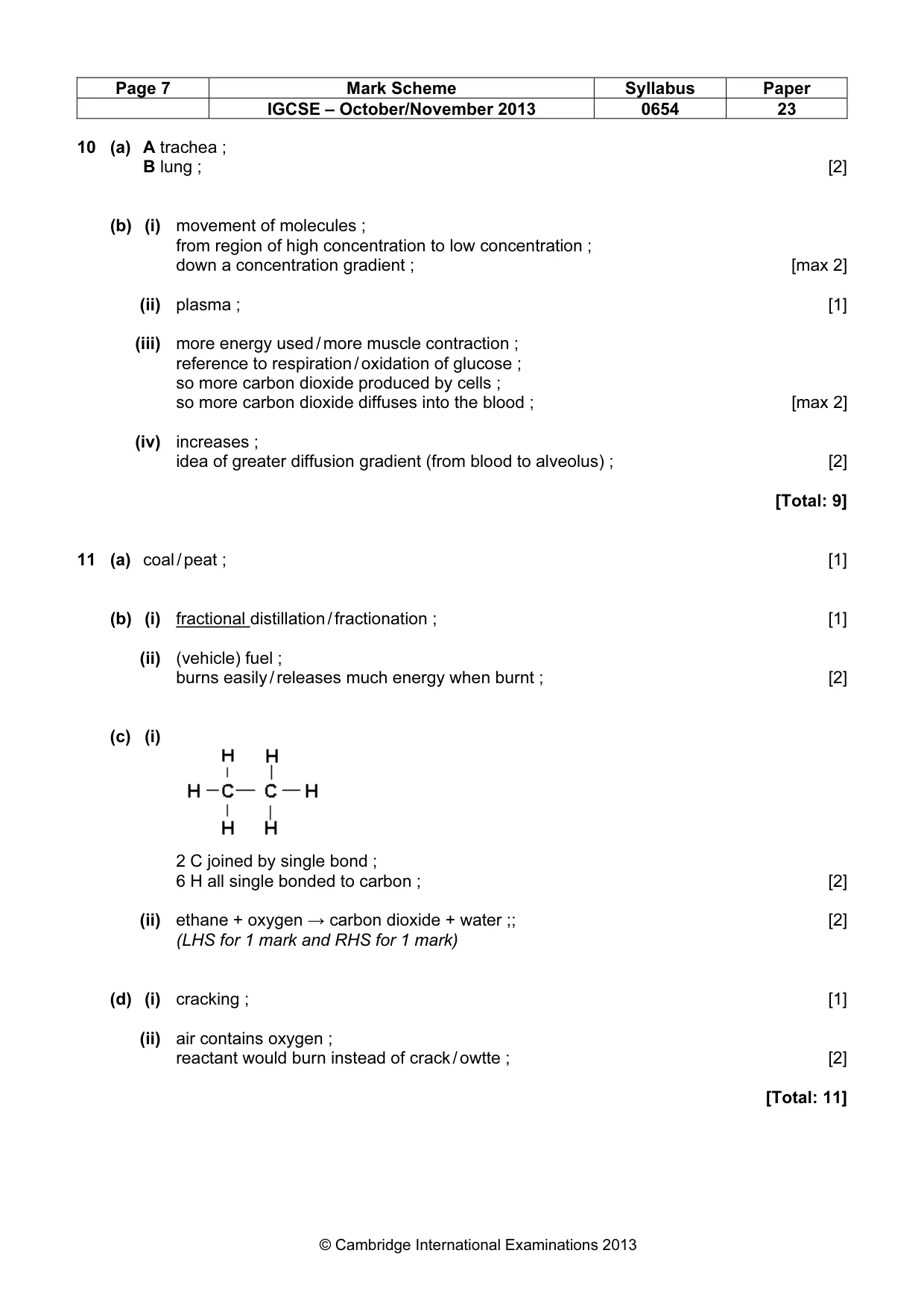 Mark scheme, page 7 of 8