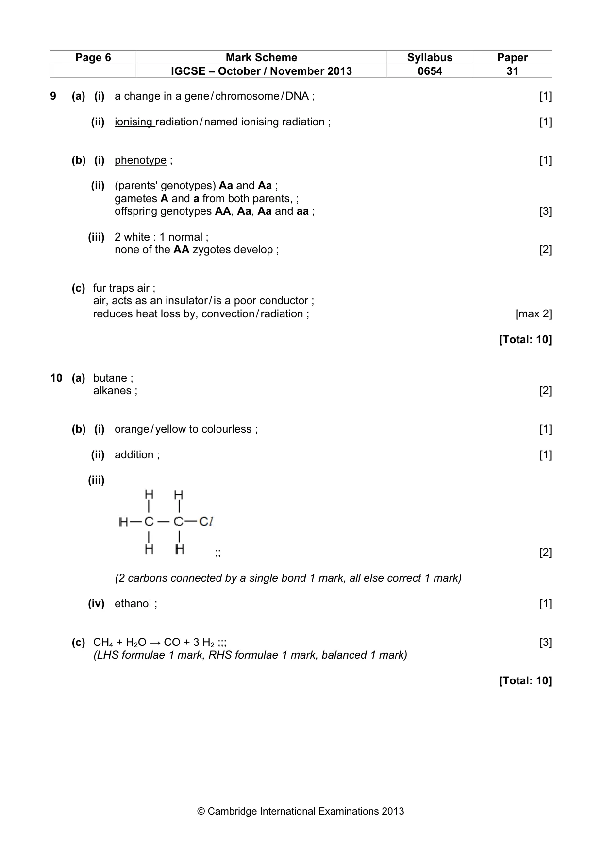 Mark scheme, page 6 of 7