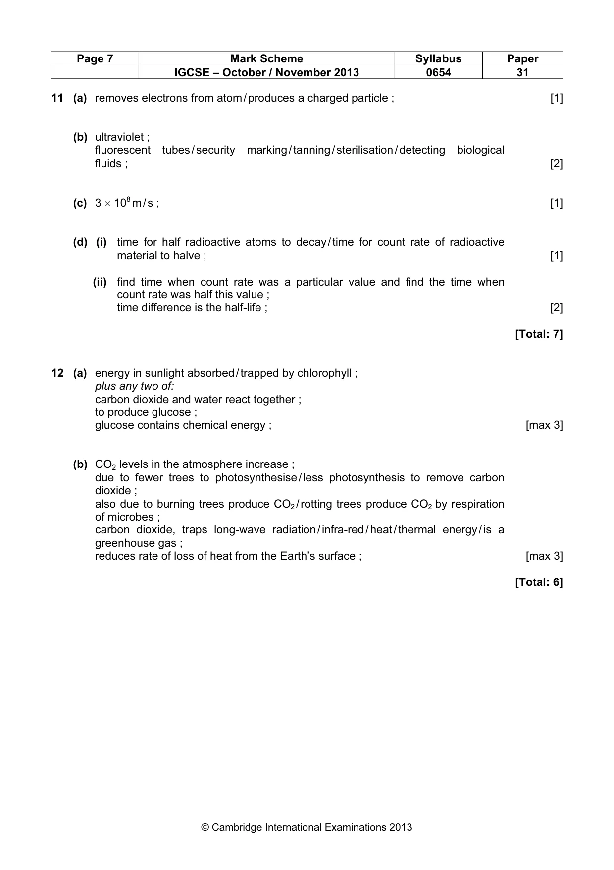 Mark scheme, page 7 of 7