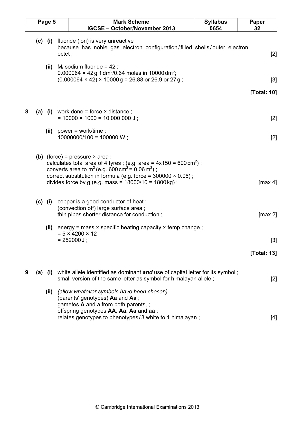 Mark scheme, page 5 of 8