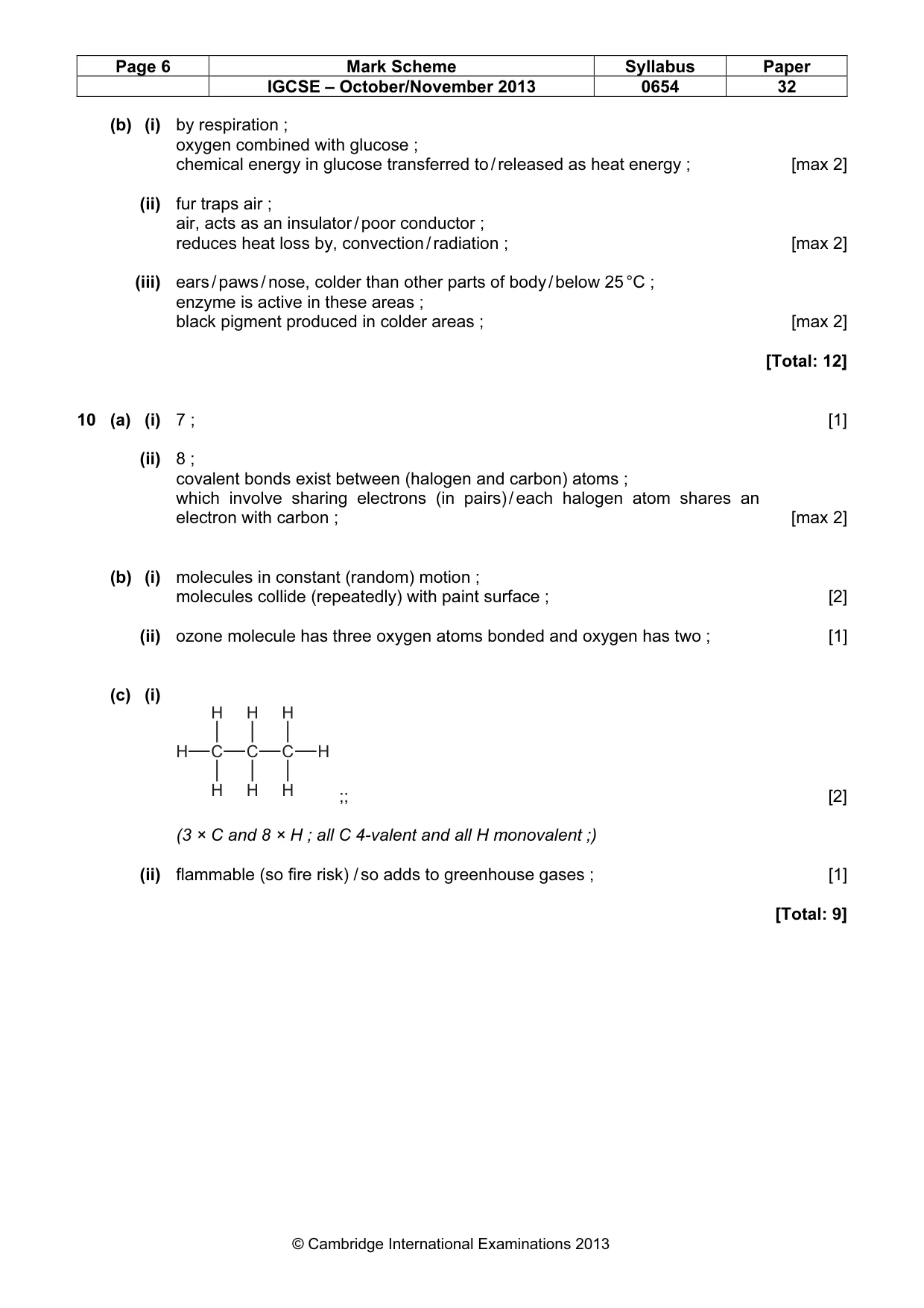 Mark scheme, page 6 of 8