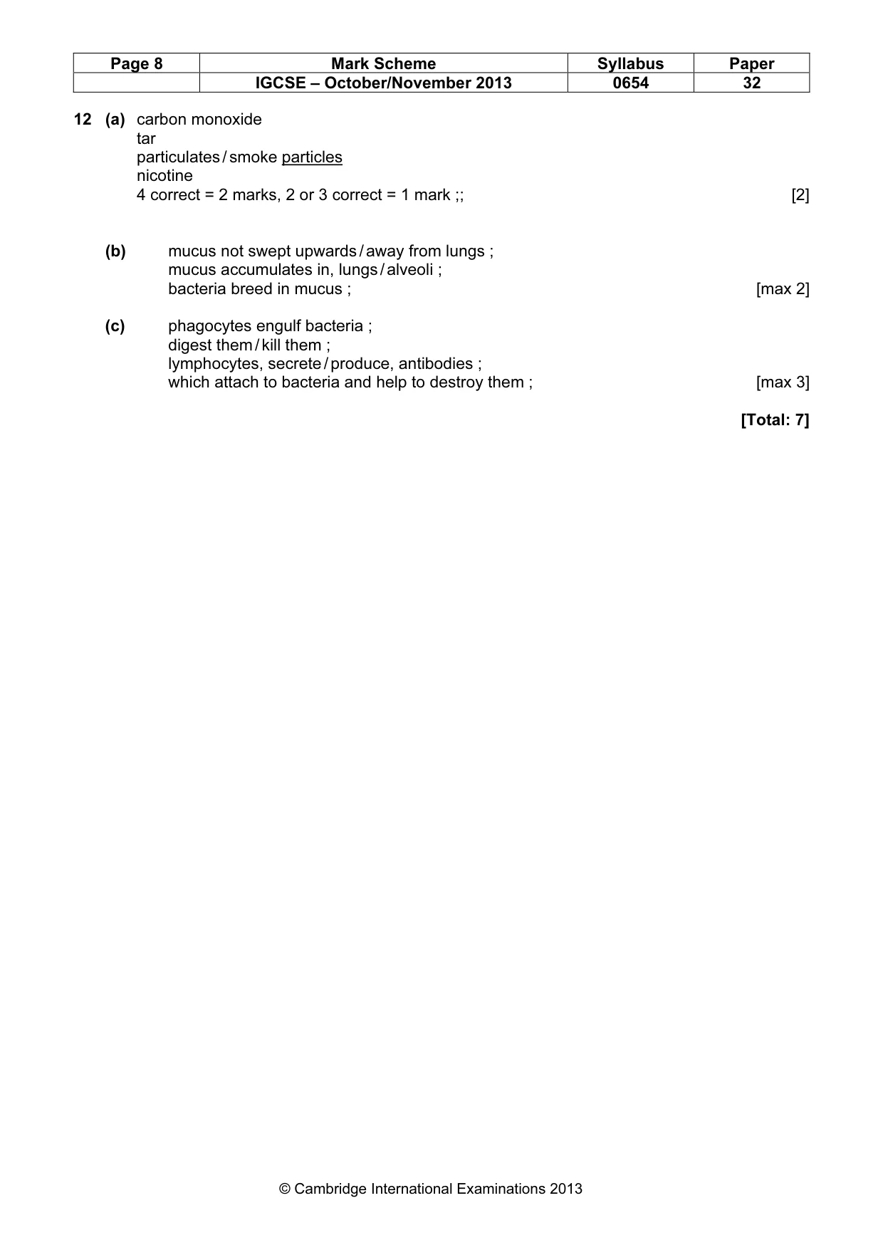Mark scheme, page 8 of 8