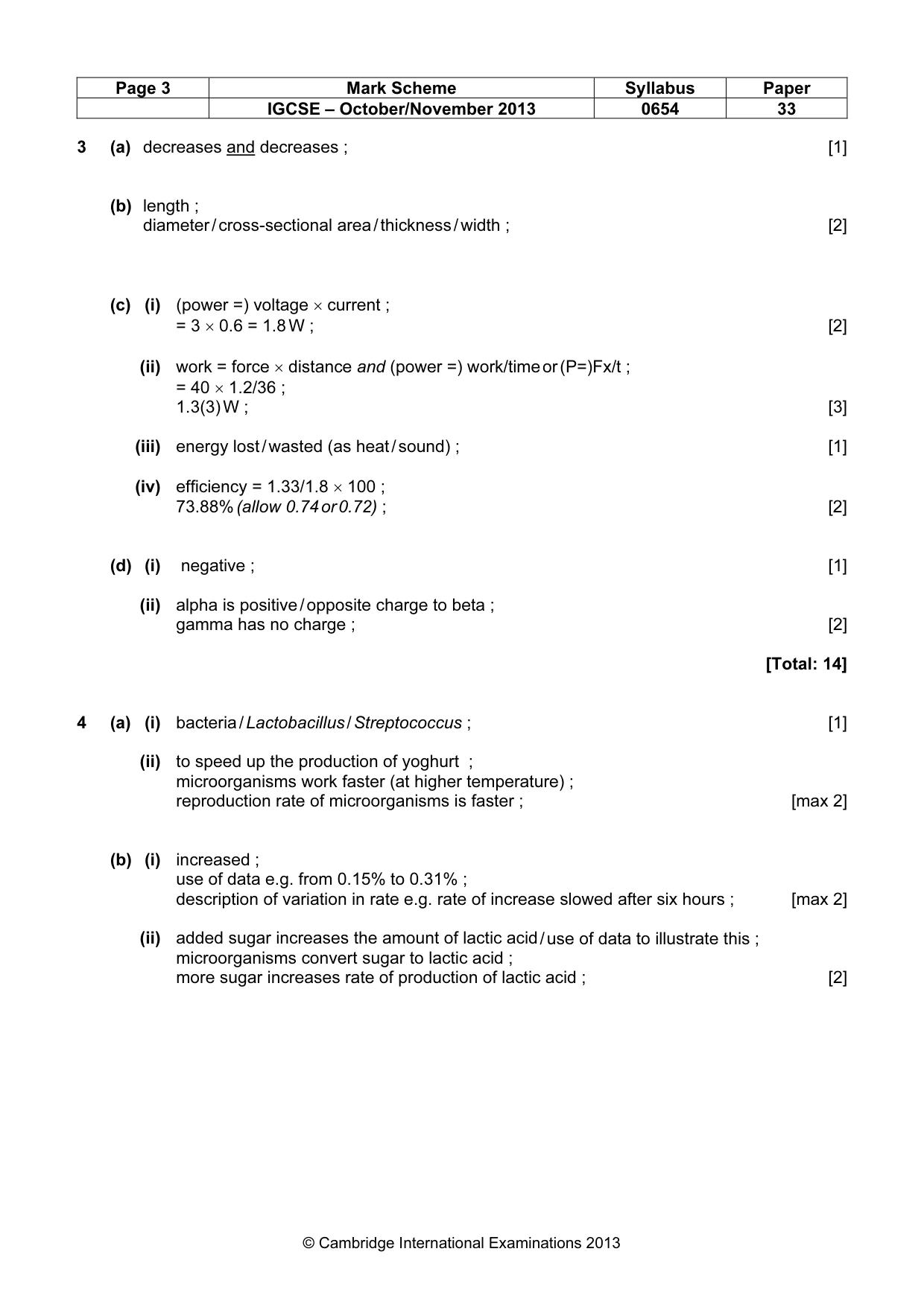 Mark scheme, page 3 of 8
