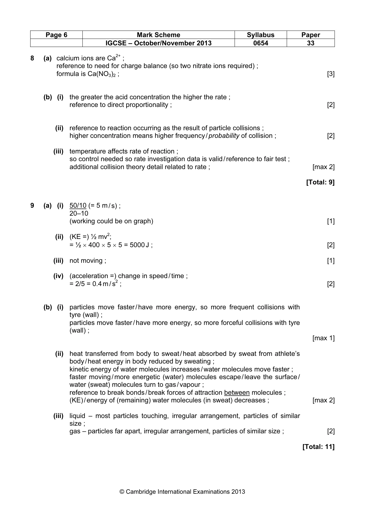 Mark scheme, page 6 of 8