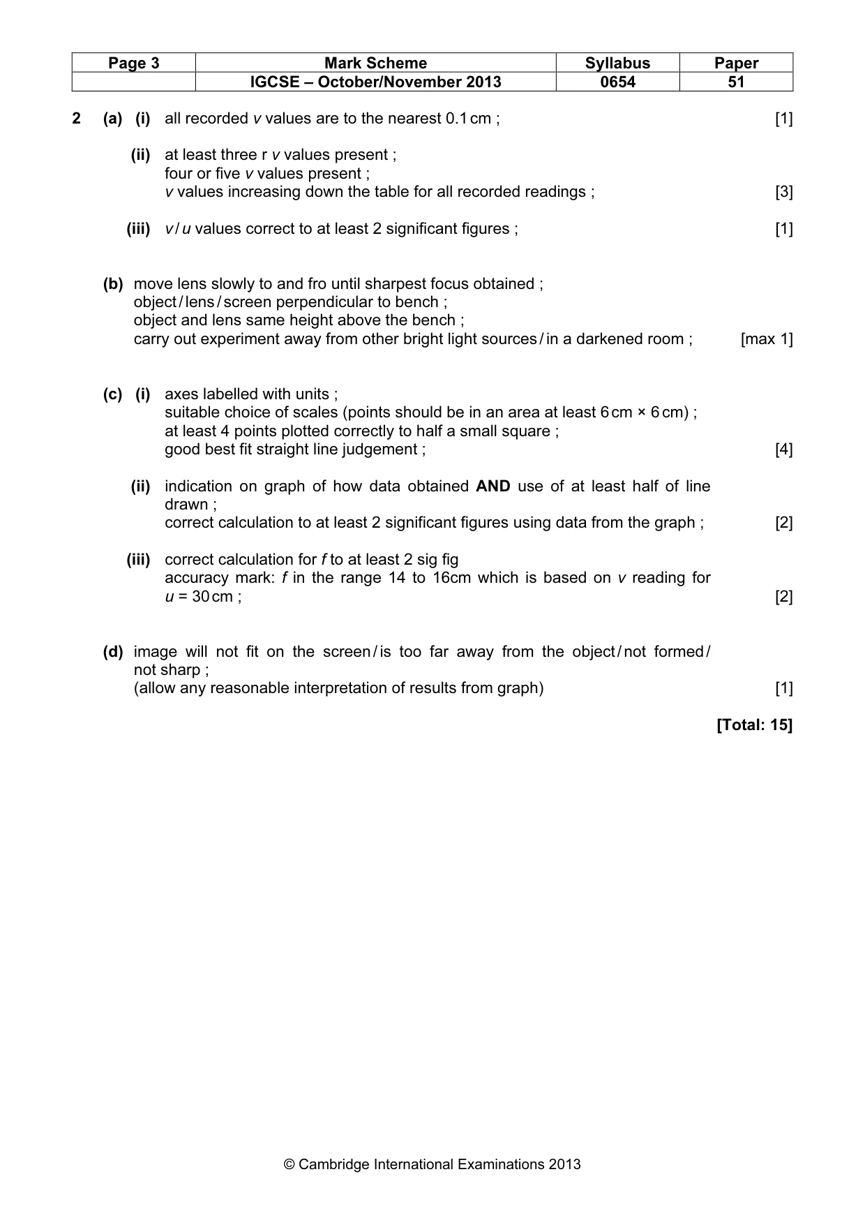 Mark scheme, page 3 of 4