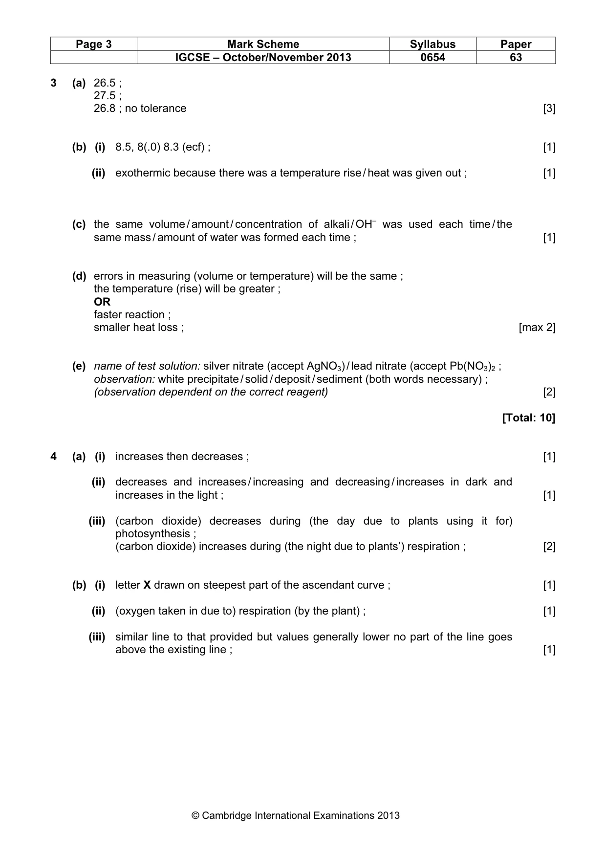Mark scheme, page 3 of 5