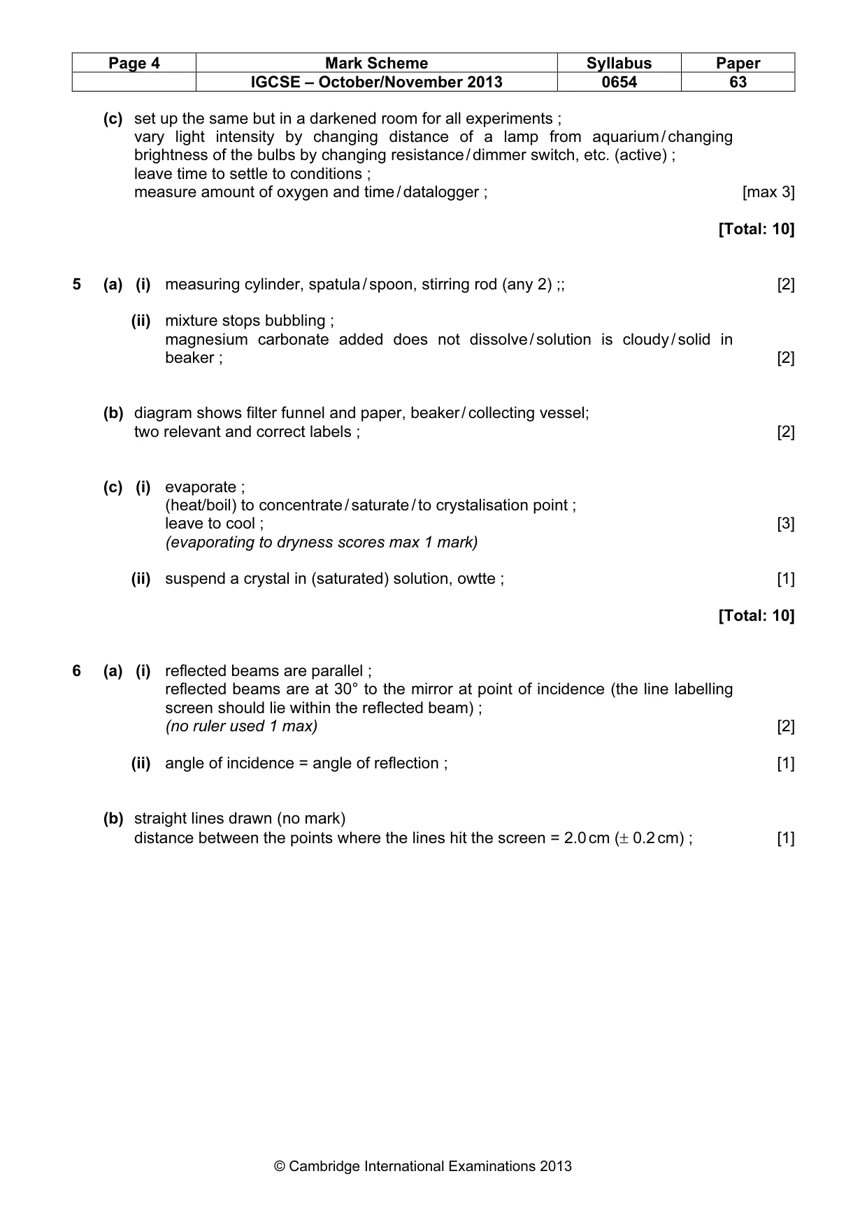 Mark scheme, page 4 of 5