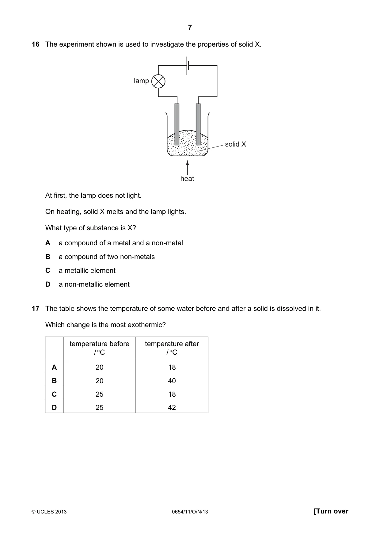 Cambridge IGCSE Sciences - Co-ordinated (Double) 0654 2013 Oct/Nov Paper 1 · Variant 1 question paper, page 7 of 20