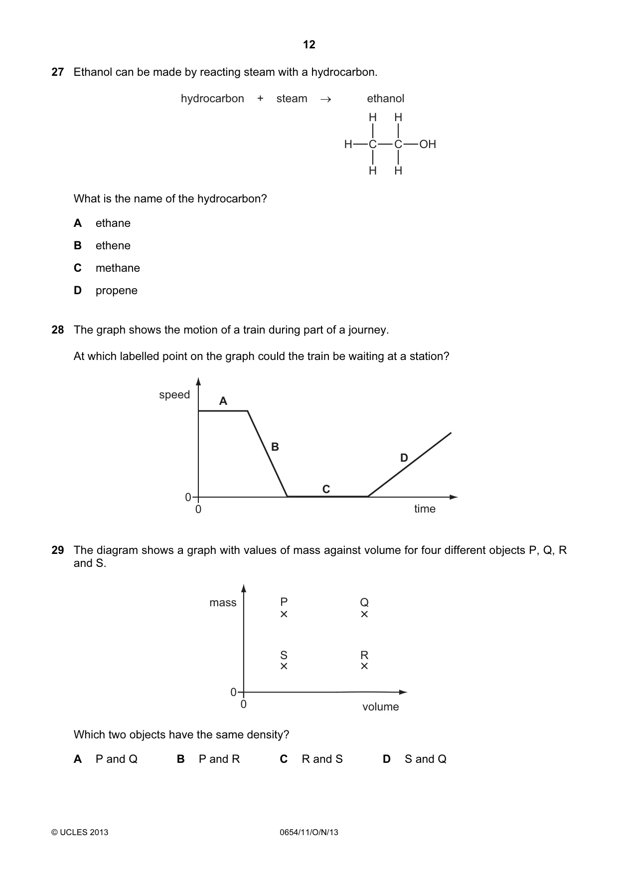 Cambridge IGCSE Sciences - Co-ordinated (Double) 0654 2013 Oct/Nov Paper 1 · Variant 1 question paper, page 12 of 20