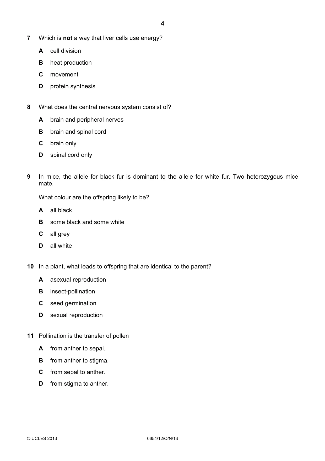 Cambridge IGCSE Sciences - Co-ordinated (Double) 0654 2013 Oct/Nov Paper 1 · Variant 2 question paper, page 4 of 20