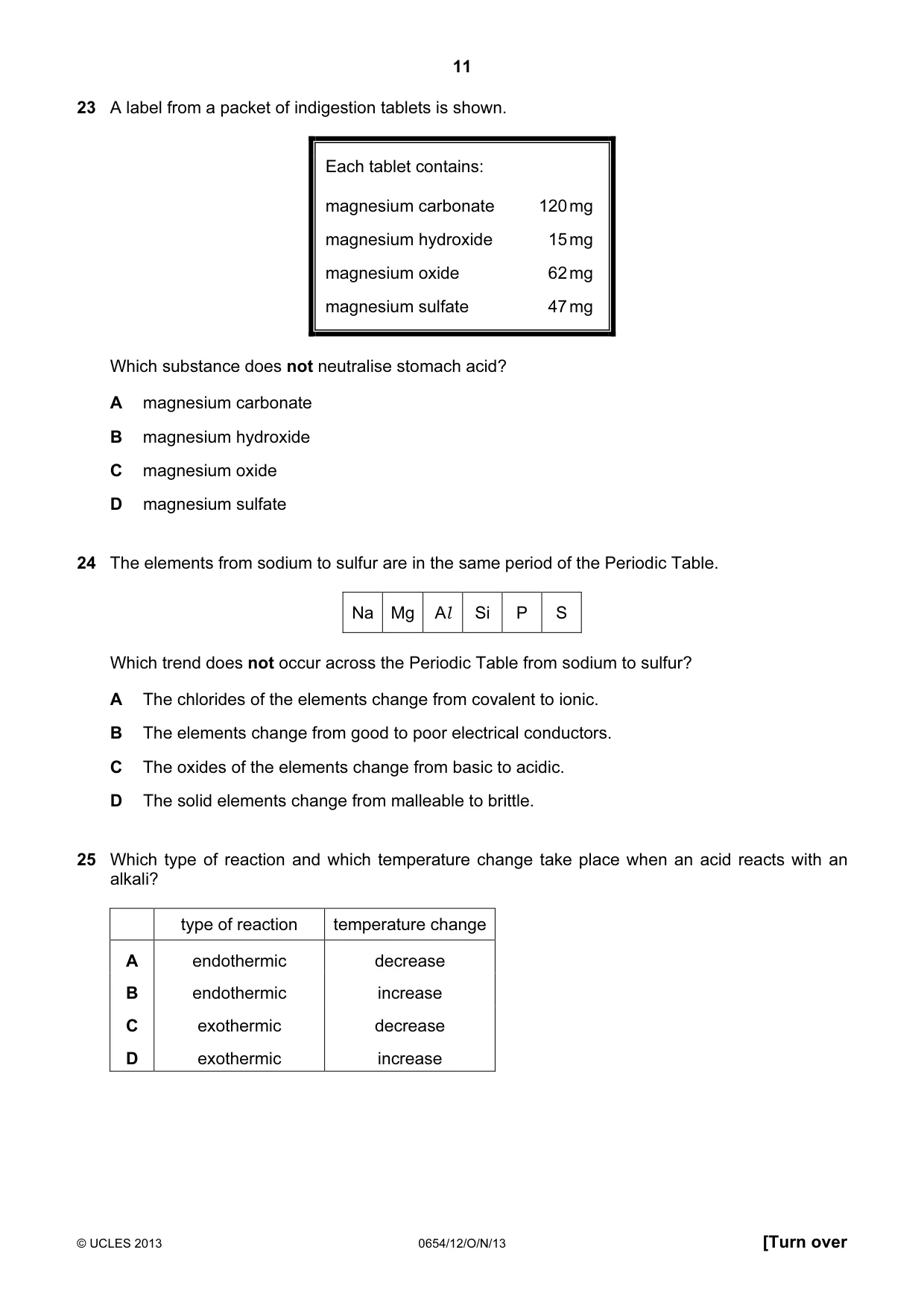 Cambridge IGCSE Sciences - Co-ordinated (Double) 0654 2013 Oct/Nov Paper 1 · Variant 2 question paper, page 11 of 20