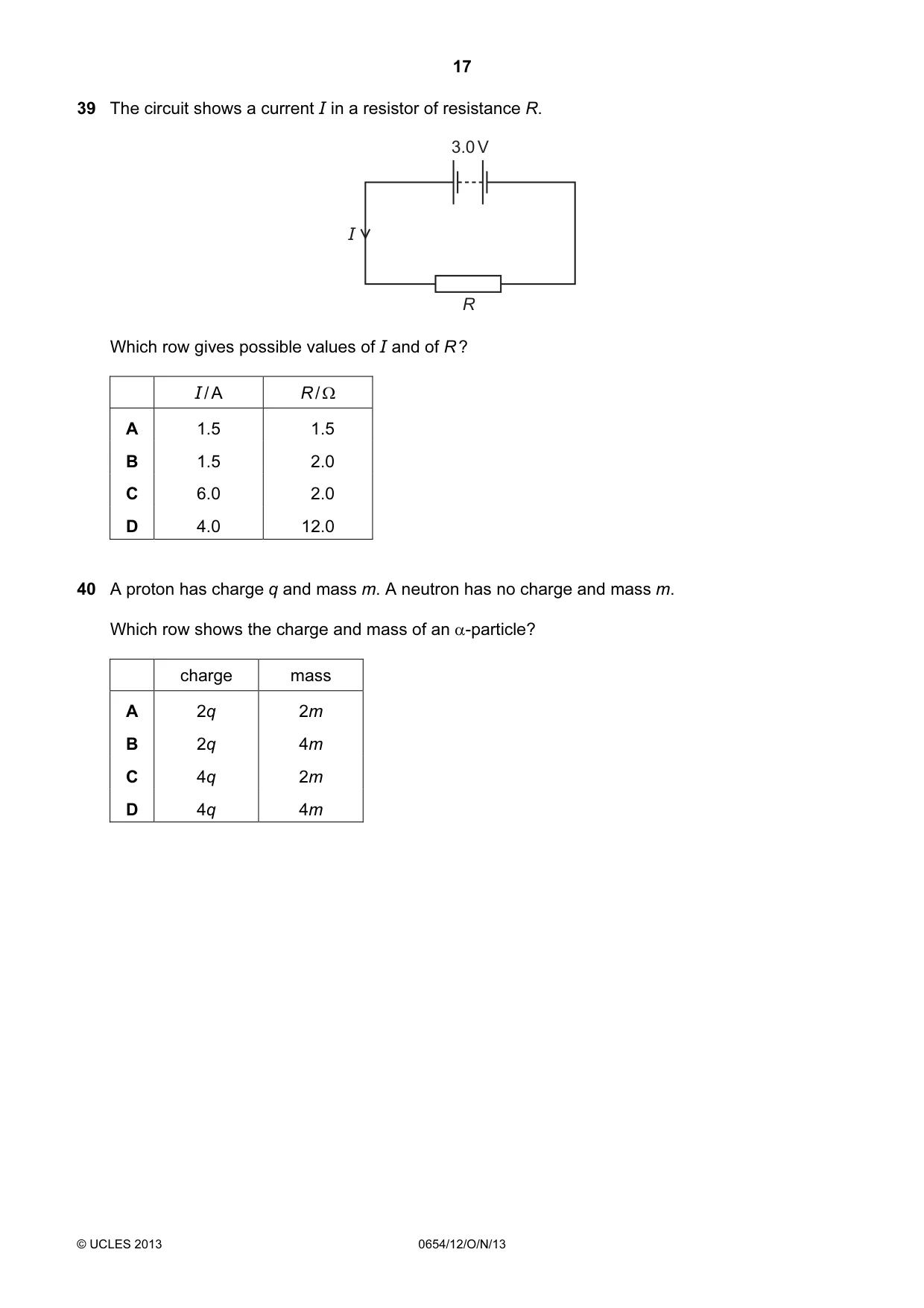 Cambridge IGCSE Sciences - Co-ordinated (Double) 0654 2013 Oct/Nov Paper 1 · Variant 2 question paper, page 17 of 20