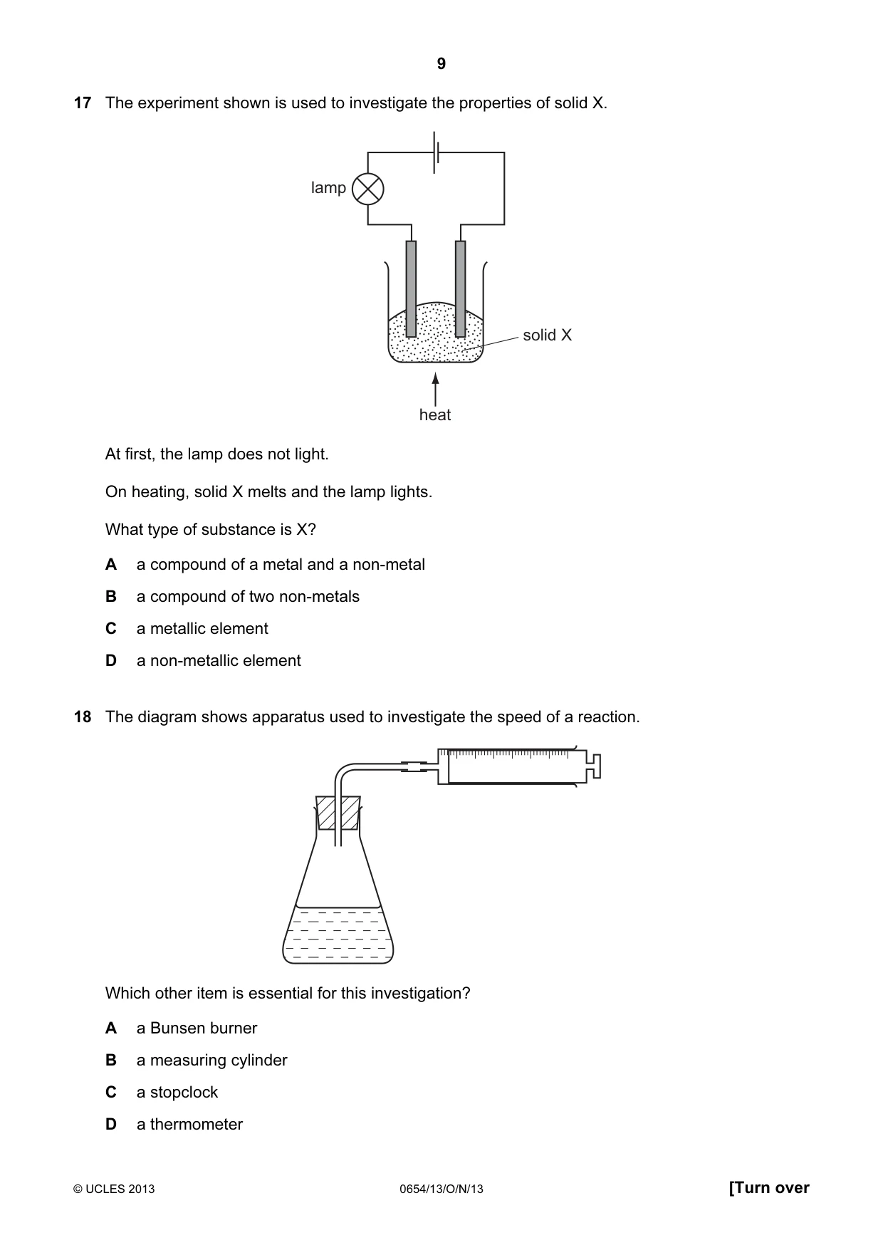 Cambridge IGCSE Sciences - Co-ordinated (Double) 0654 2013 Oct/Nov Paper 1 · Variant 3 question paper, page 9 of 20