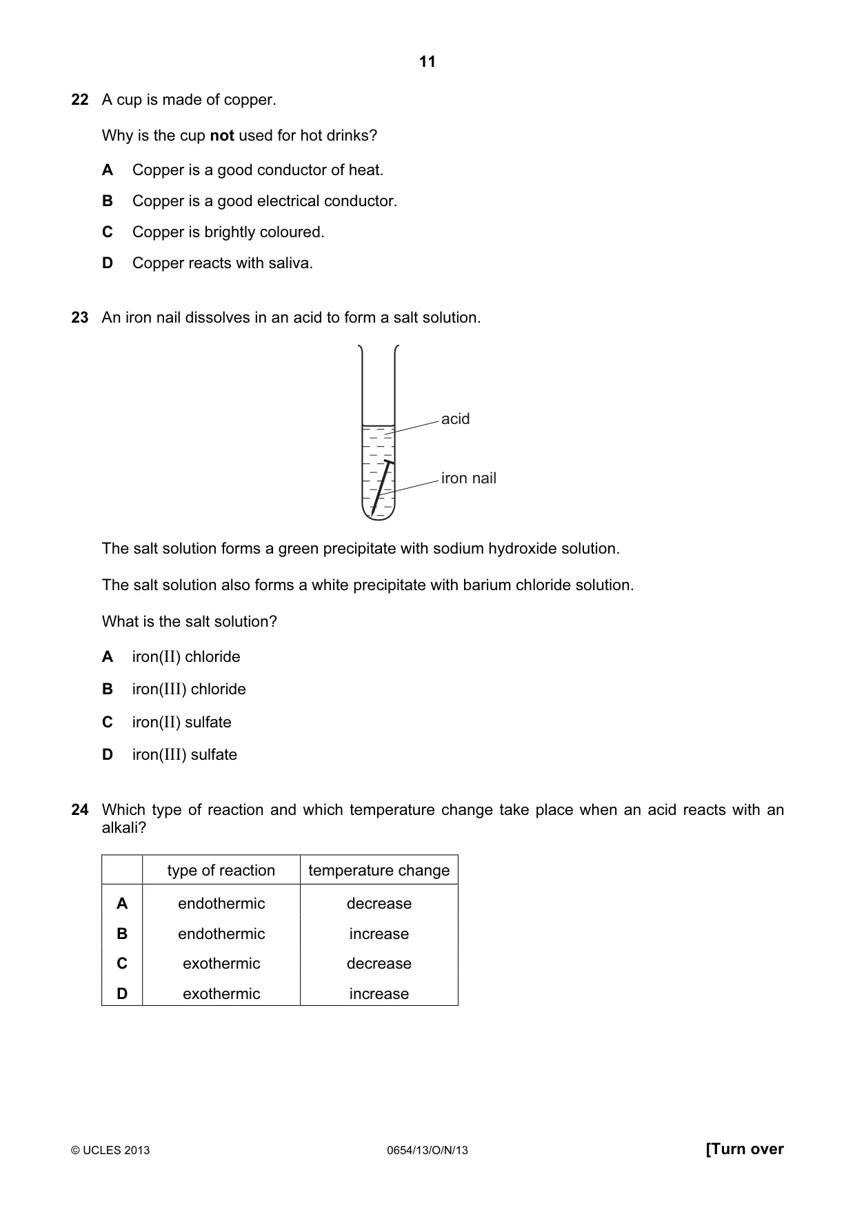 Cambridge IGCSE Sciences - Co-ordinated (Double) 0654 2013 Oct/Nov Paper 1 · Variant 3 question paper, page 11 of 20