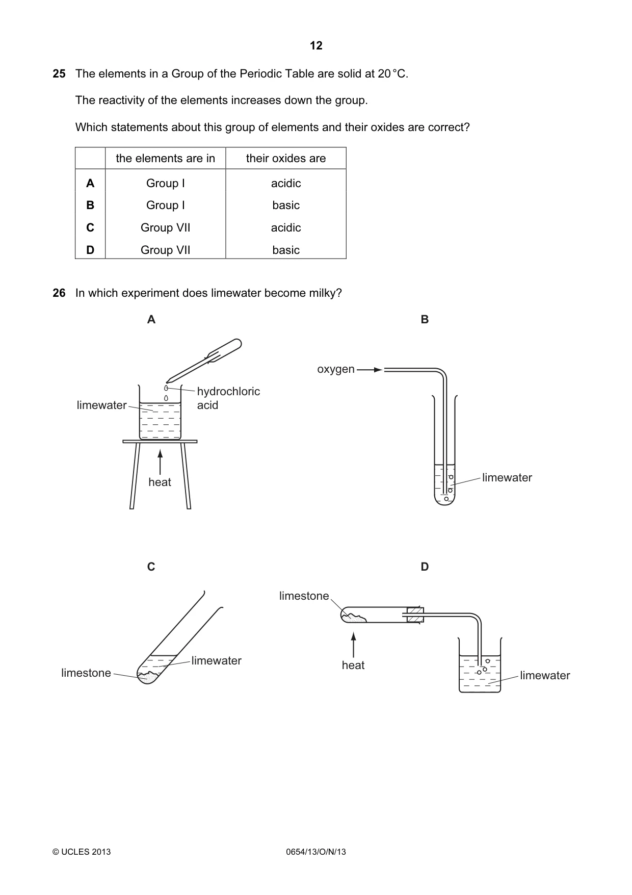 Cambridge IGCSE Sciences - Co-ordinated (Double) 0654 2013 Oct/Nov Paper 1 · Variant 3 question paper, page 12 of 20