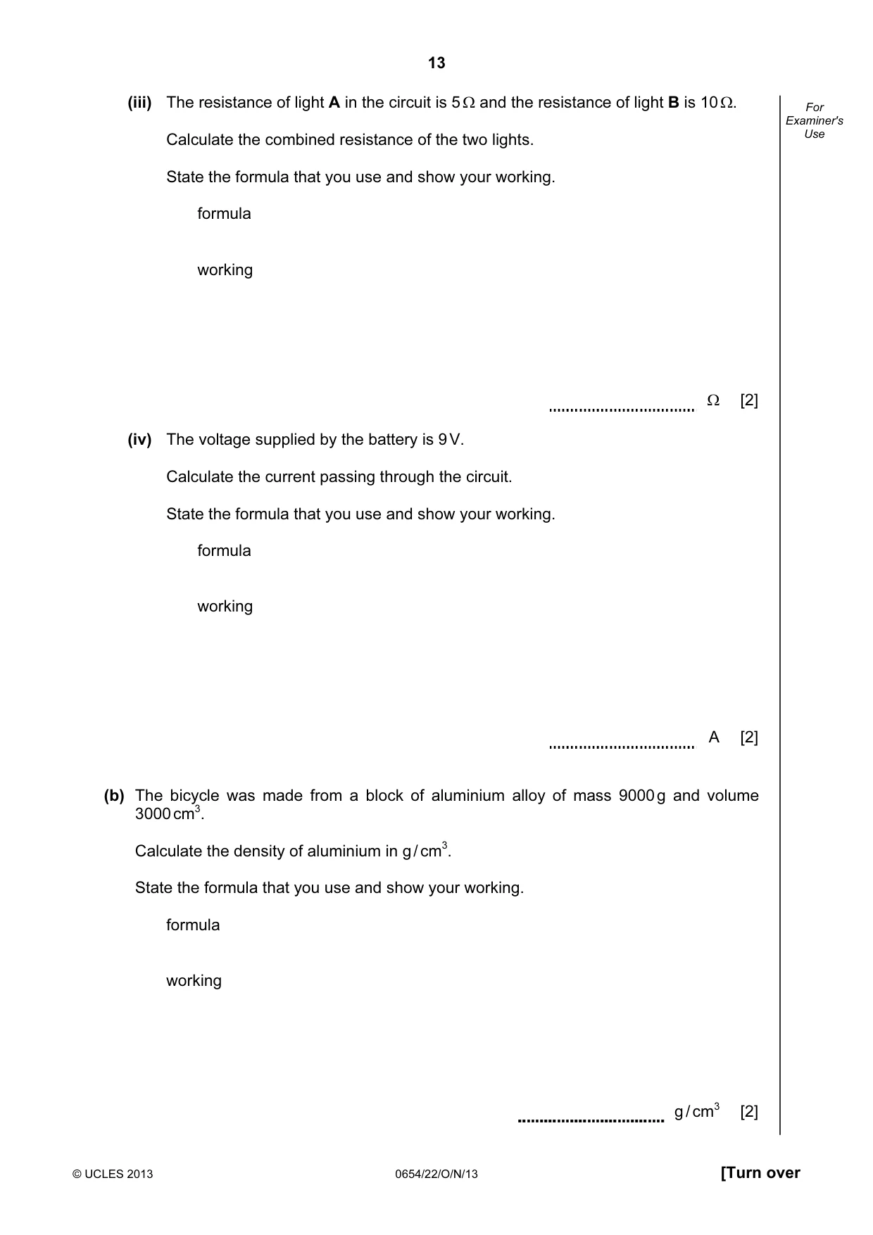 Cambridge IGCSE Sciences - Co-ordinated (Double) 0654 2013 Oct/Nov Paper 2 · Variant 2 question paper, page 13 of 28