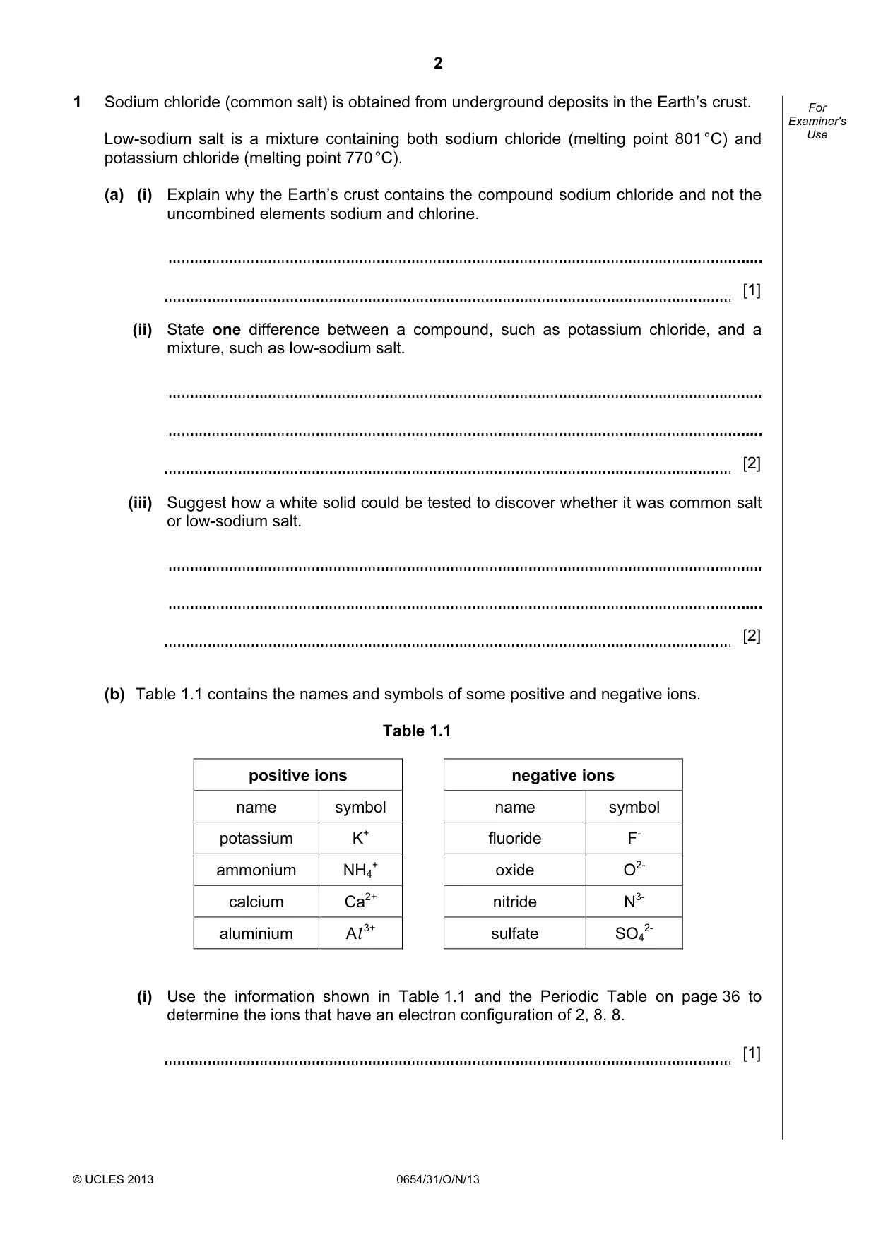 Cambridge IGCSE Sciences - Co-ordinated (Double) 0654 2013 Oct/Nov Paper 3 · Variant 1 question paper, page 2 of 36