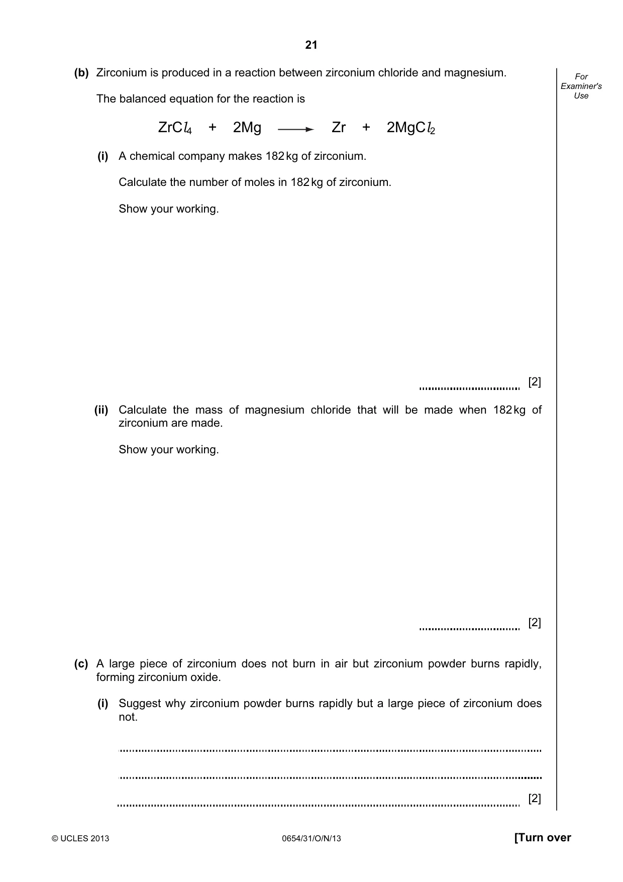 Cambridge IGCSE Sciences - Co-ordinated (Double) 0654 2013 Oct/Nov Paper 3 · Variant 1 question paper, page 21 of 36