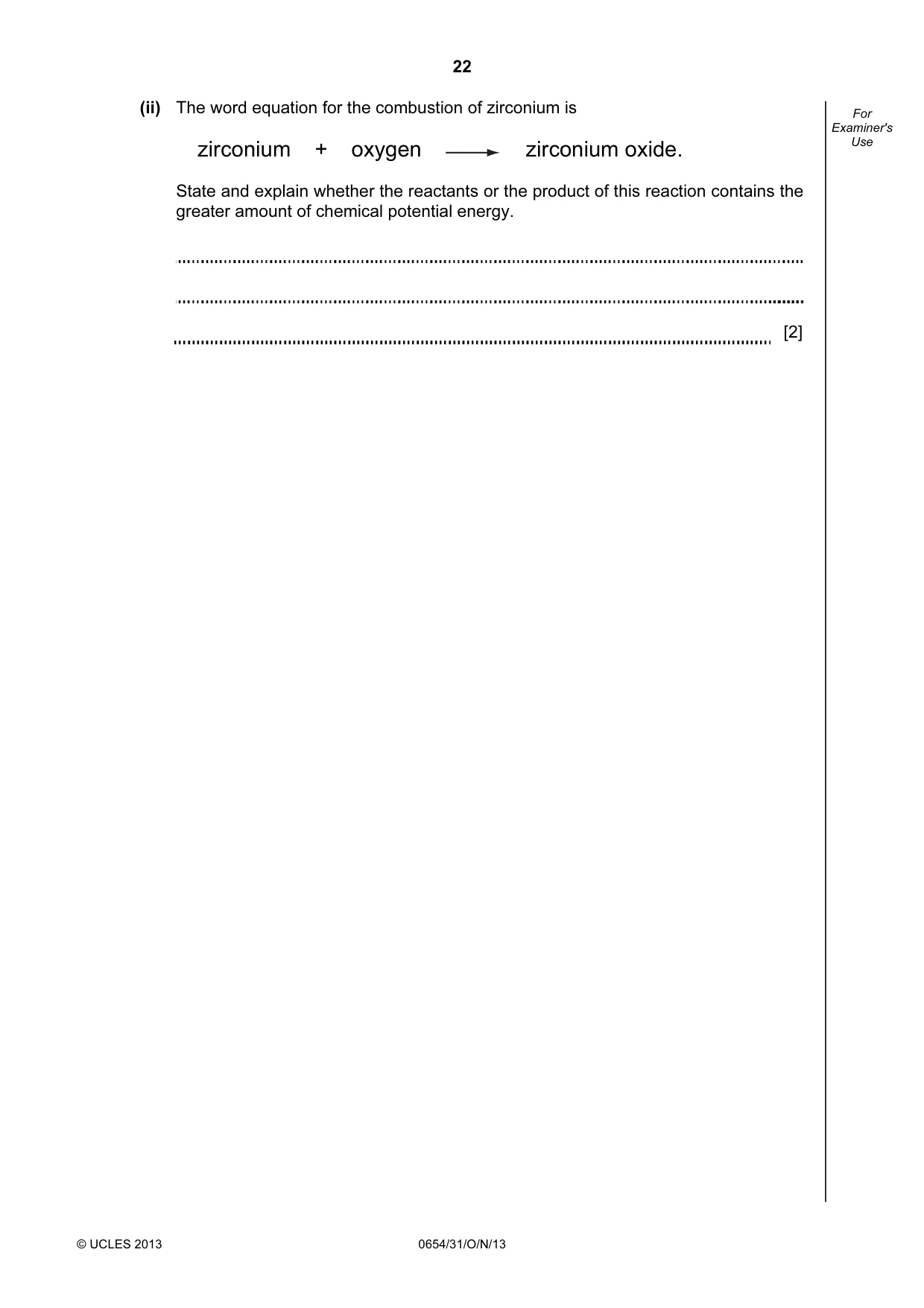 Cambridge IGCSE Sciences - Co-ordinated (Double) 0654 2013 Oct/Nov Paper 3 · Variant 1 question paper, page 22 of 36