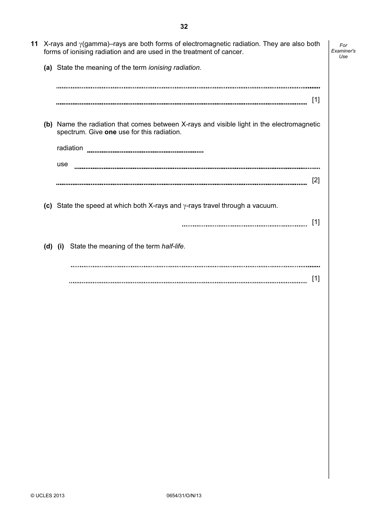 Cambridge IGCSE Sciences - Co-ordinated (Double) 0654 2013 Oct/Nov Paper 3 · Variant 1 question paper, page 32 of 36