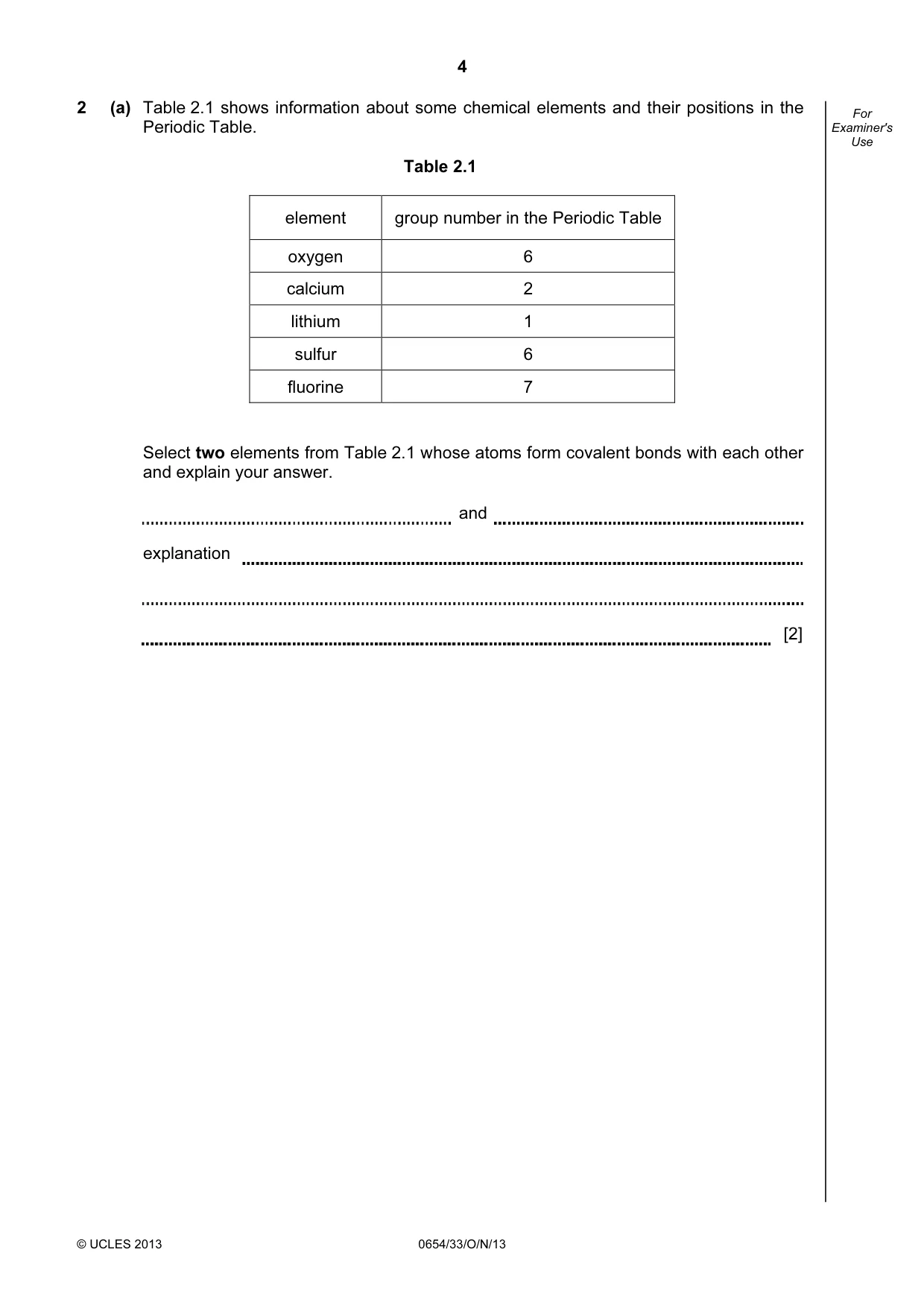 Cambridge IGCSE Sciences - Co-ordinated (Double) 0654 2013 Oct/Nov Paper 3 · Variant 3 question paper, page 4 of 32