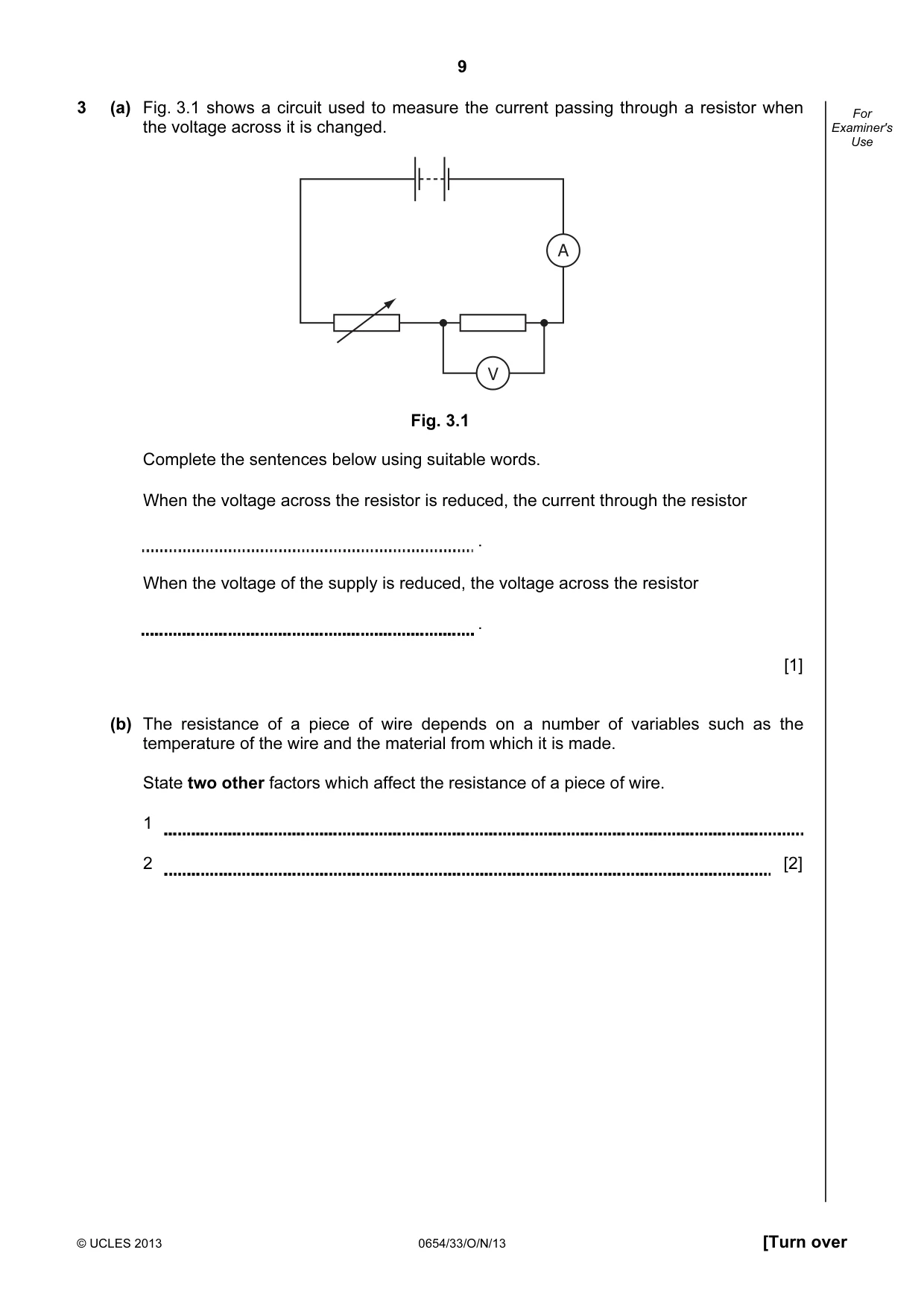 Cambridge IGCSE Sciences - Co-ordinated (Double) 0654 2013 Oct/Nov Paper 3 · Variant 3 question paper, page 9 of 32