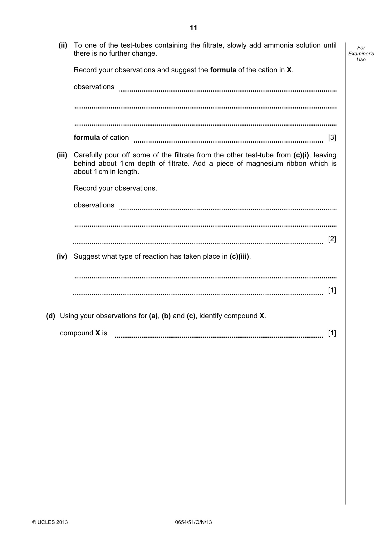 Cambridge IGCSE Sciences - Co-ordinated (Double) 0654 2013 Oct/Nov Paper 5 · Variant 1 question paper, page 11 of 12